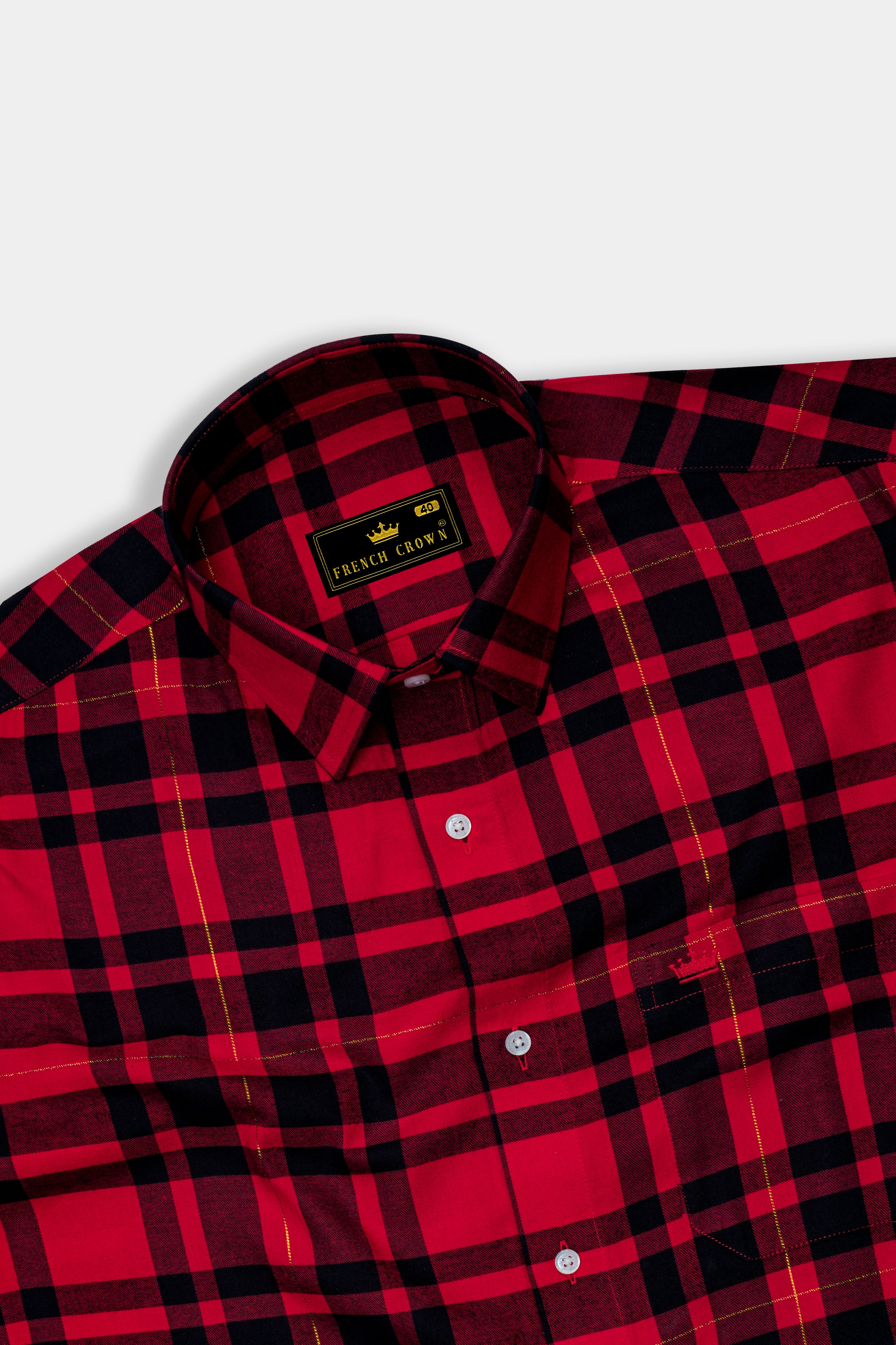 Vivid Auburn Red Plaid Flannel Premium Cotton Shirt