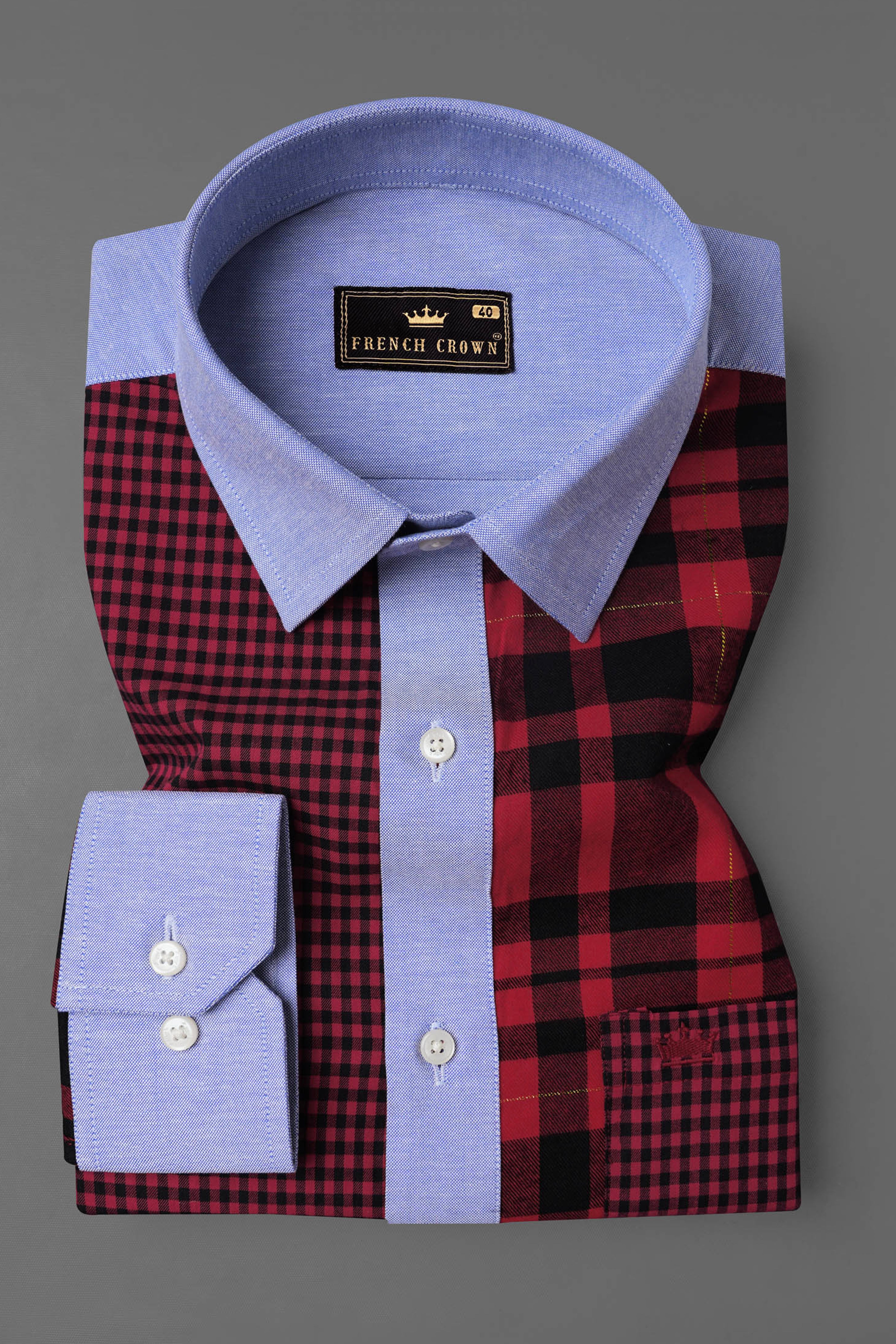 Vivid Red Twill Checkered Premium Cotton Designer Shirt