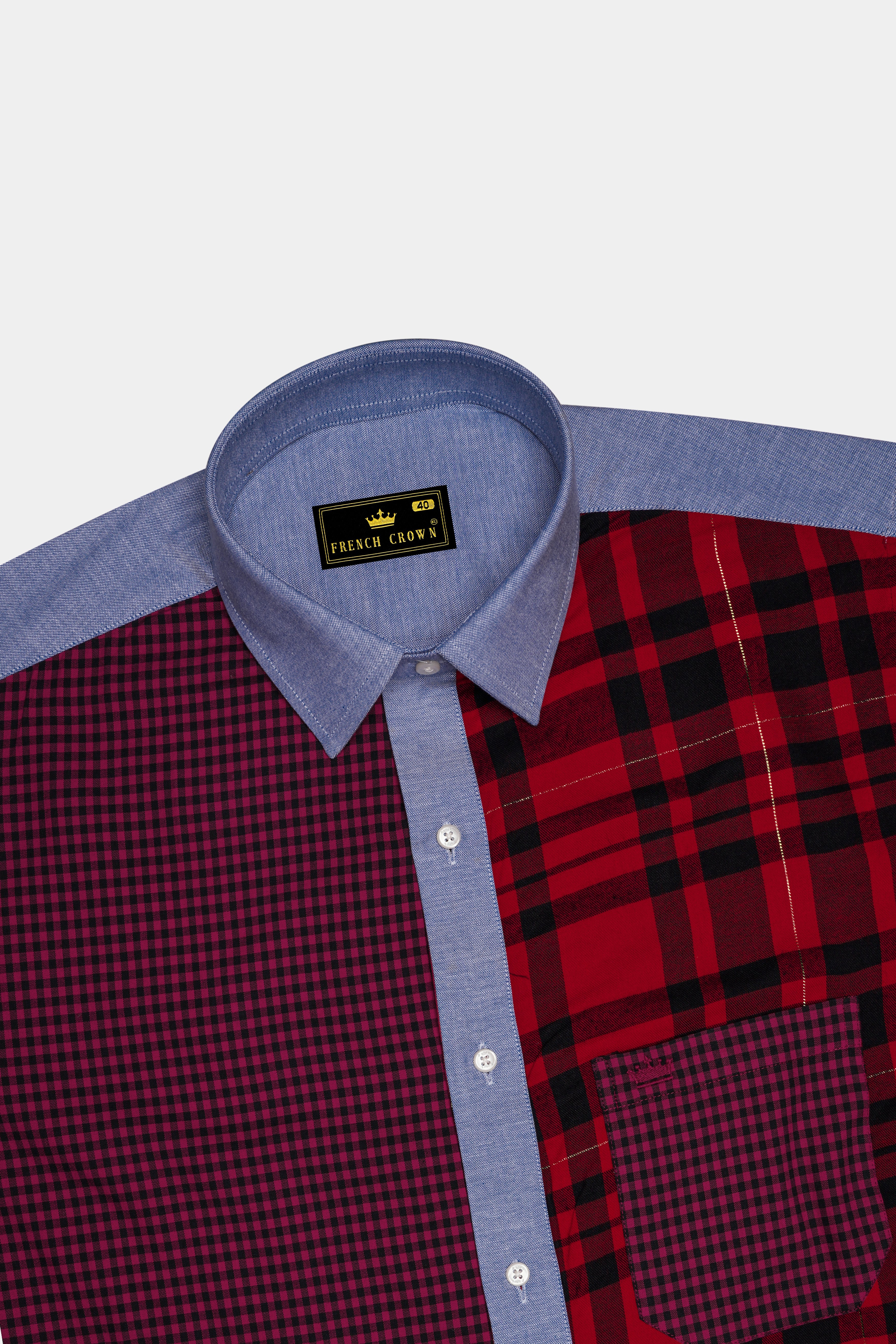 Vivid Red Twill Checkered Premium Cotton Designer Shirt