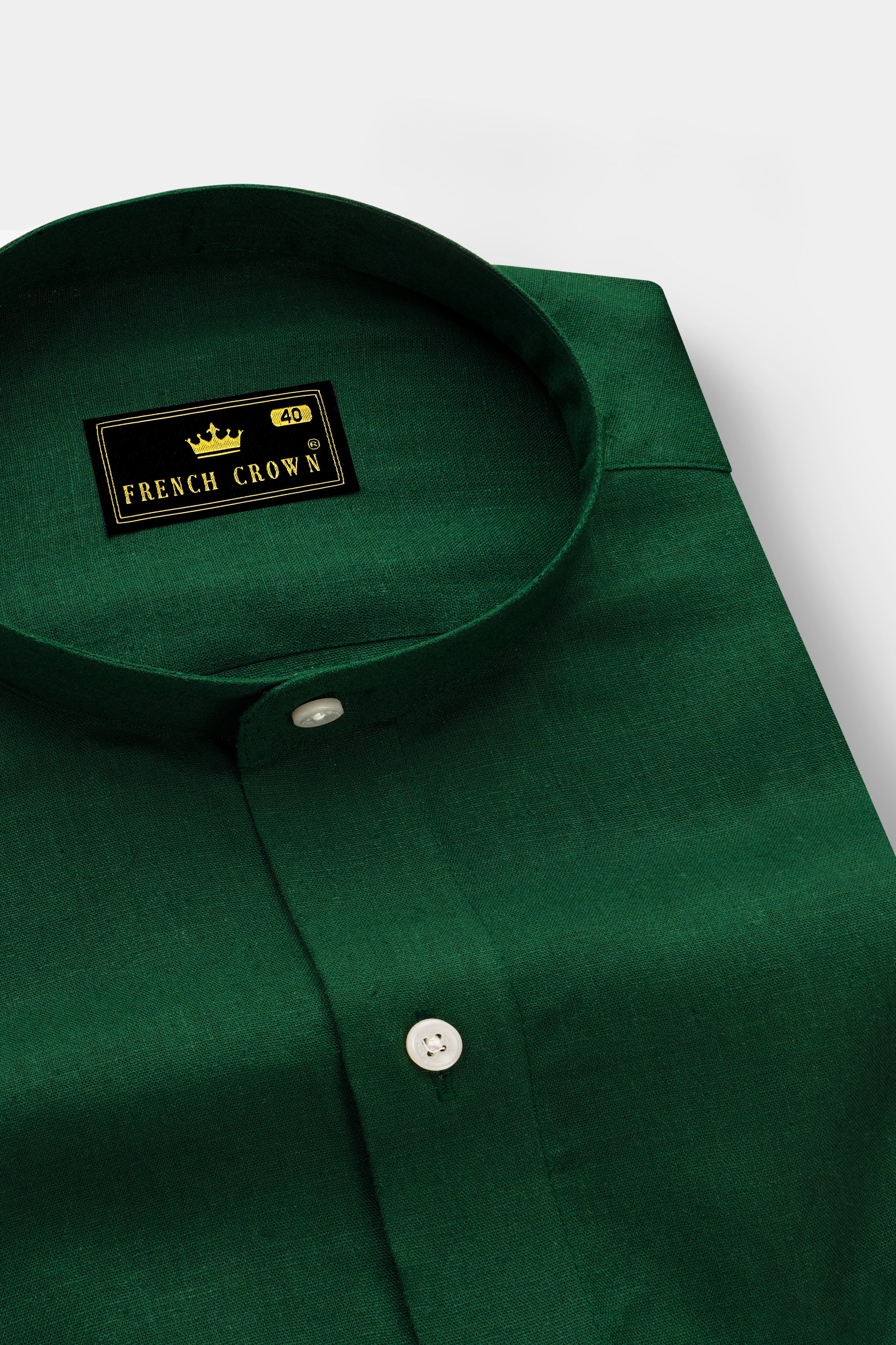 Crusoe Green Luxurious Linen Shirt