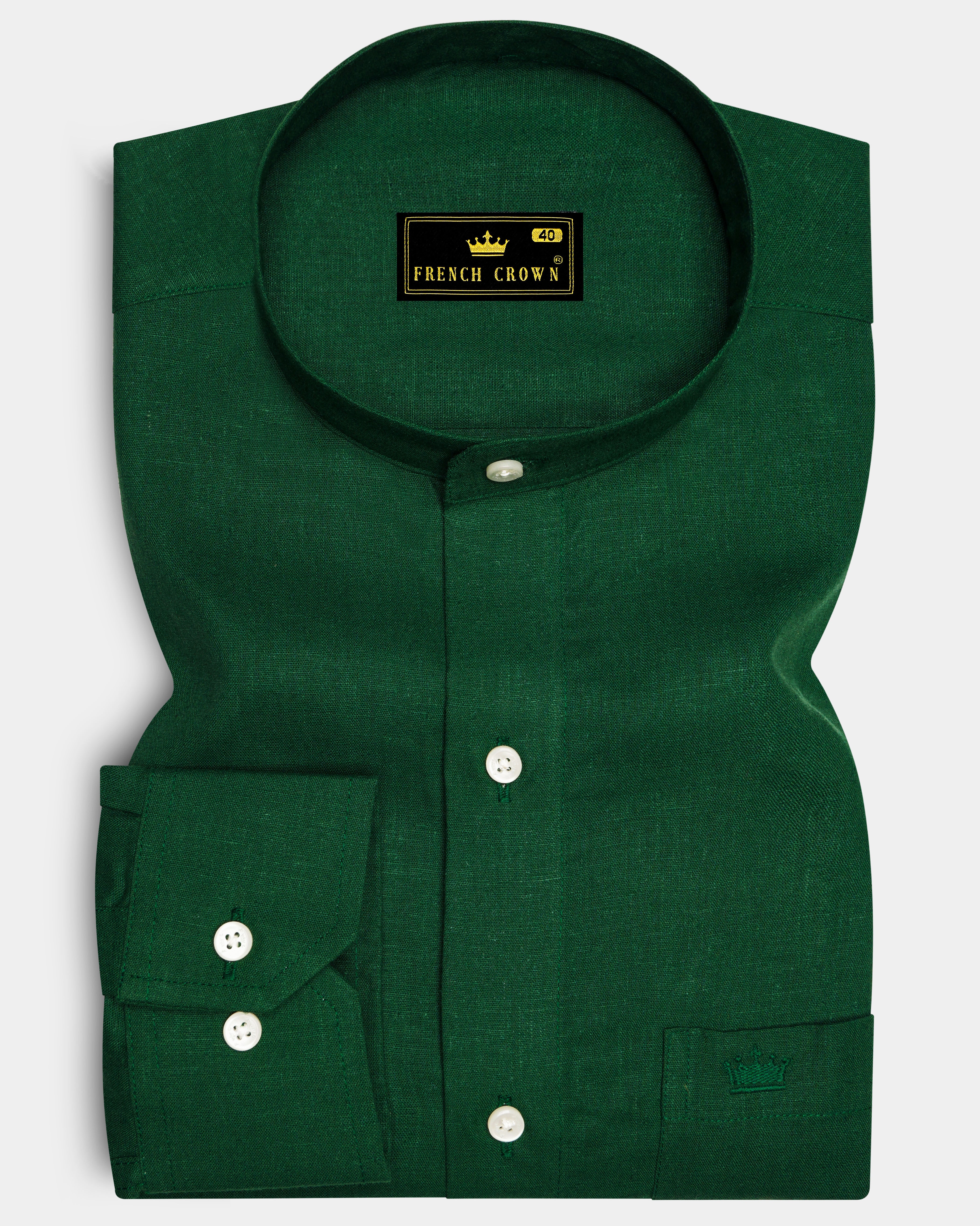 Crusoe Green Luxurious Linen Shirt