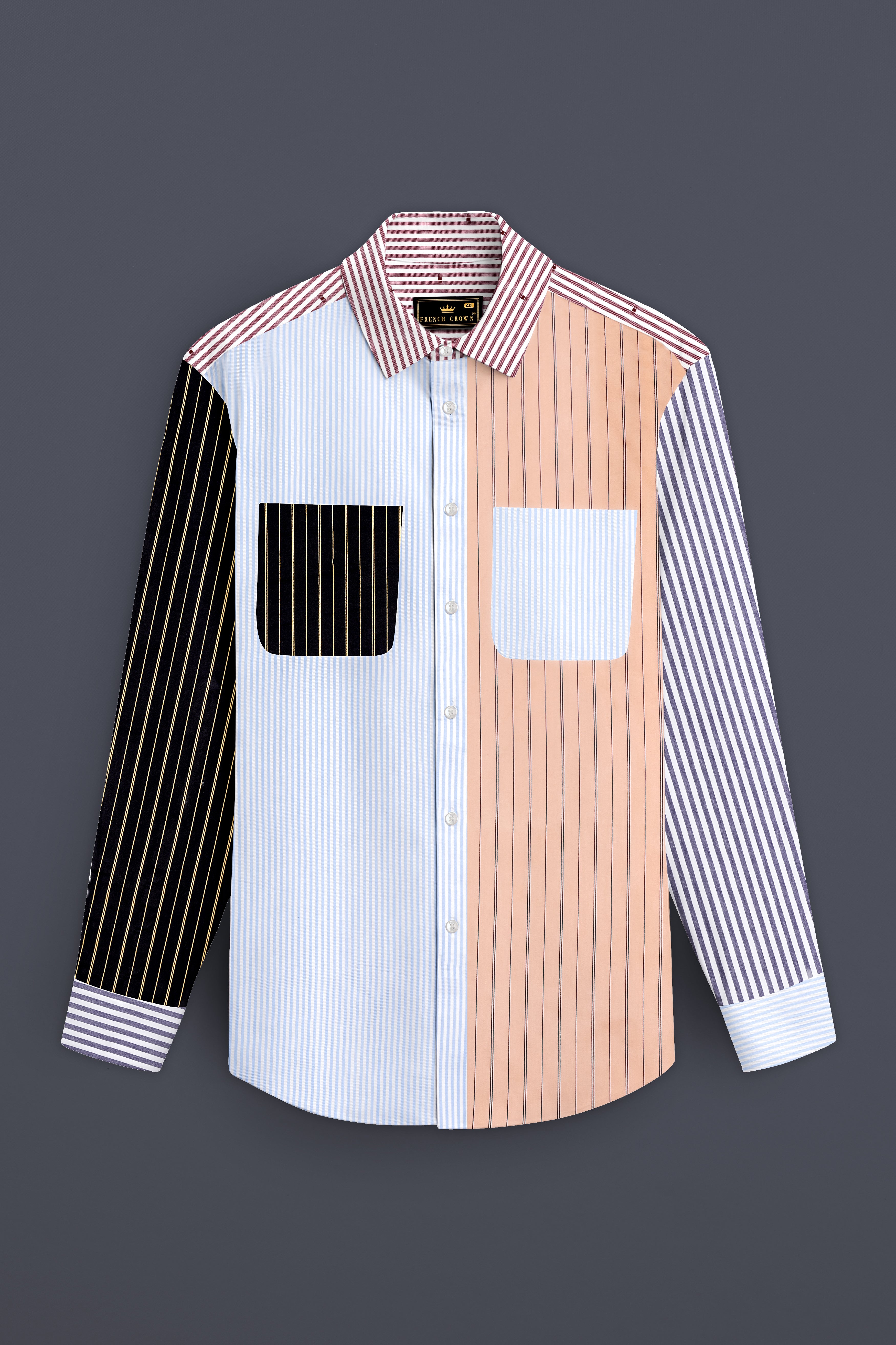 Jet Stream Blue and Tacao Brown Striped Super Soft Premium Cotton Designer Shirt