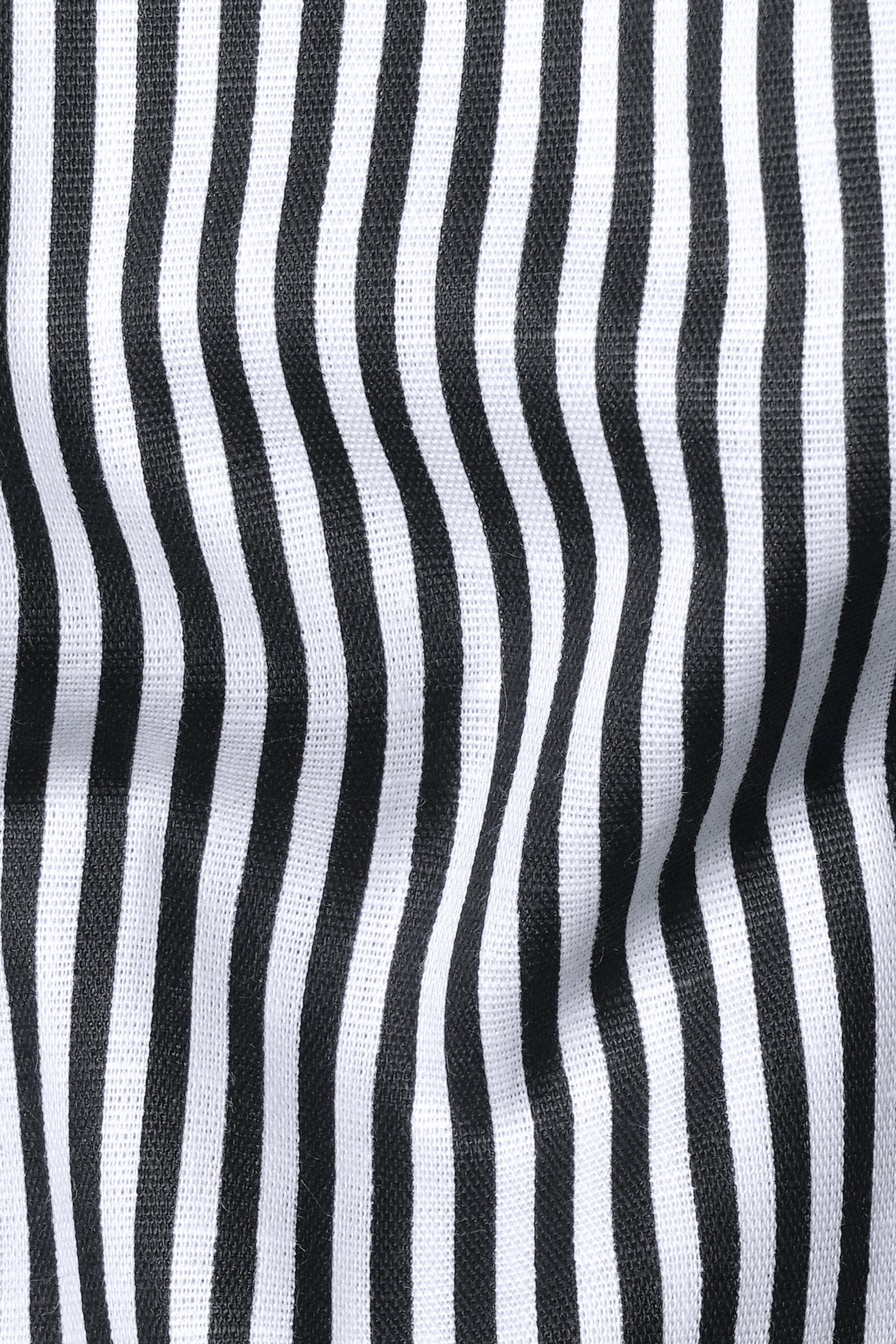 7swords-Bright White and Black Striped Premium Cotton Shirt