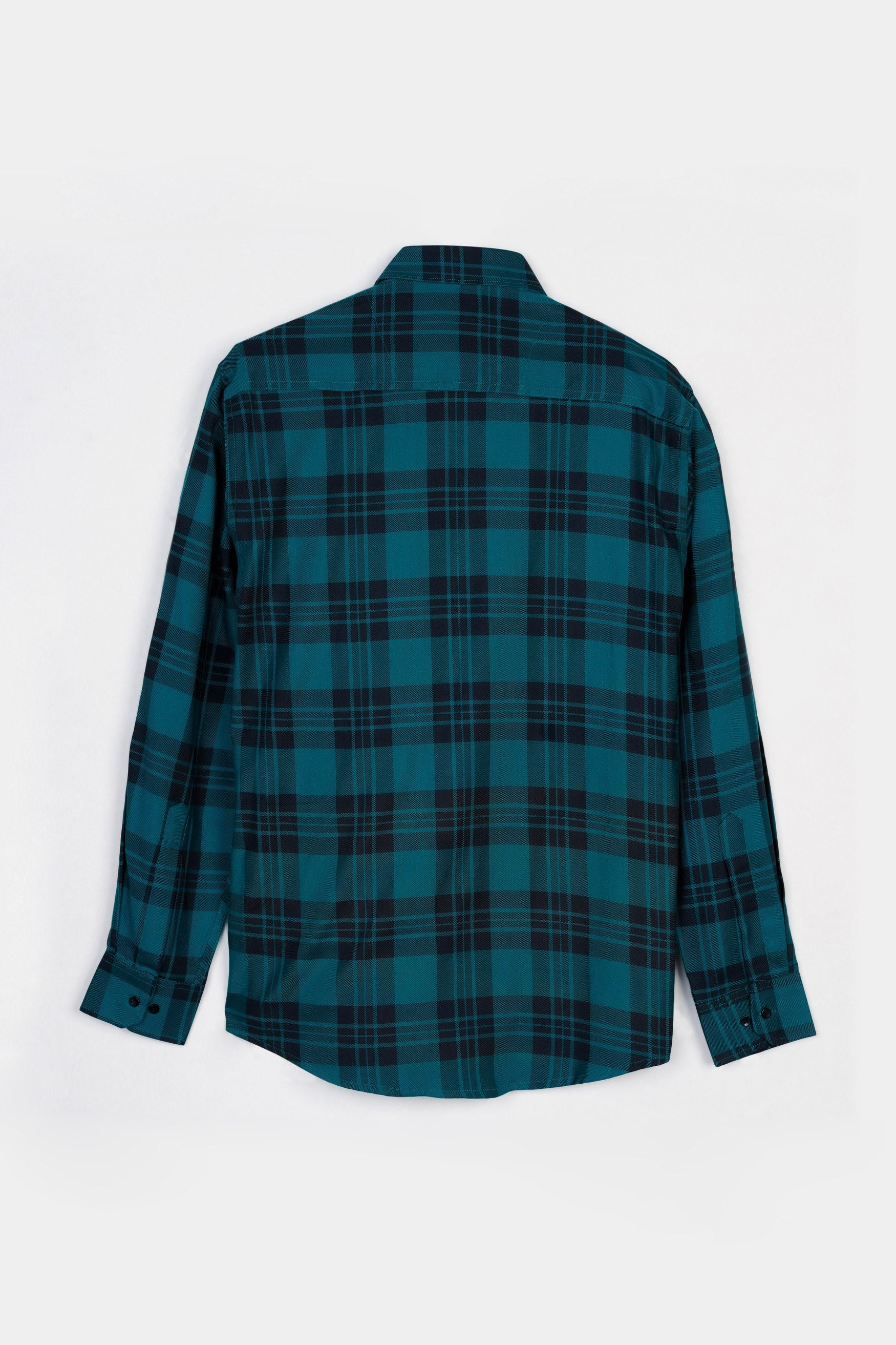 7swords-Teal Blue and Haiti Blue Plaid Premium Cotton Button Down Shirt