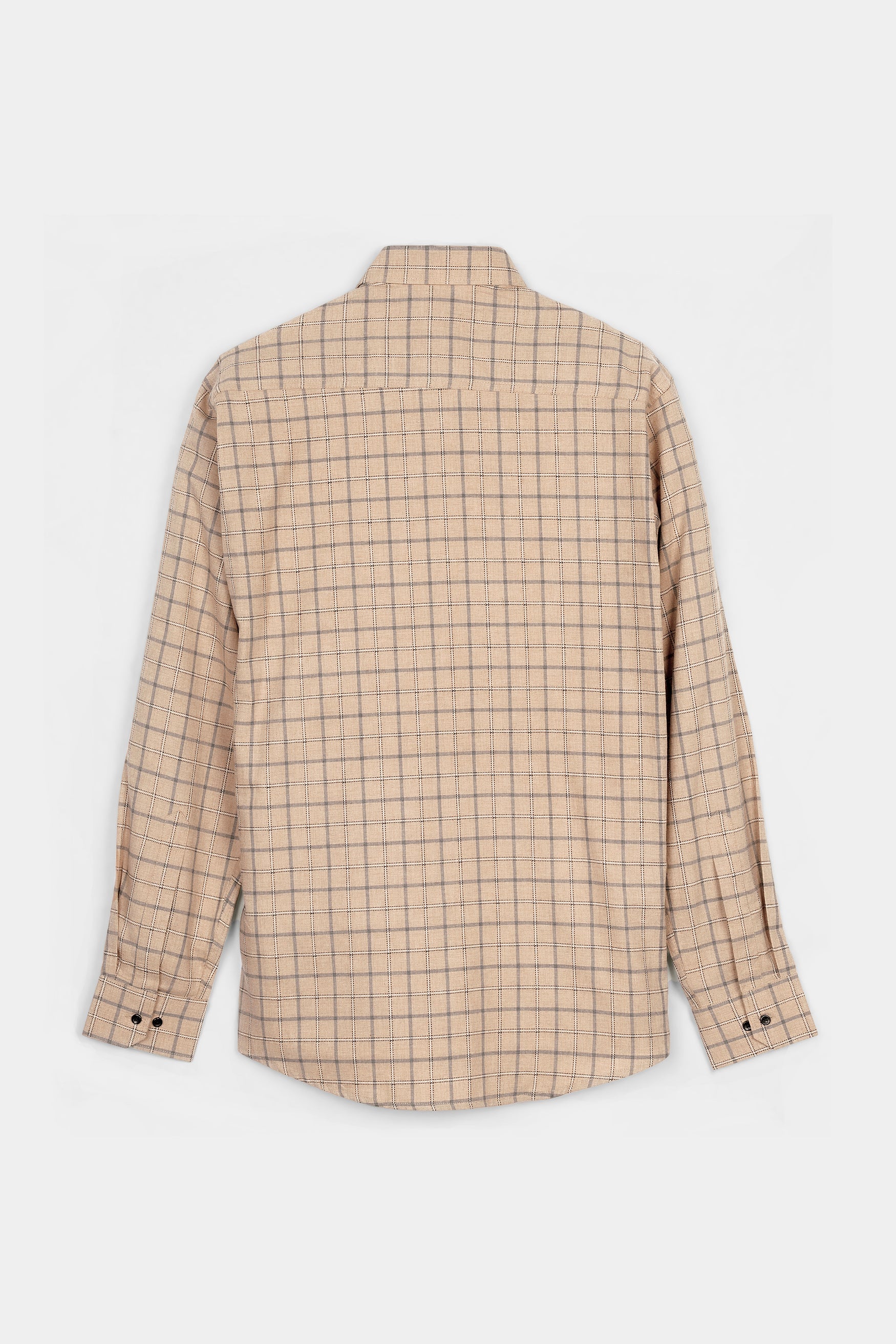 7swords-Tan Brown and Regent Gray Checkered Premium Cotton Shirt