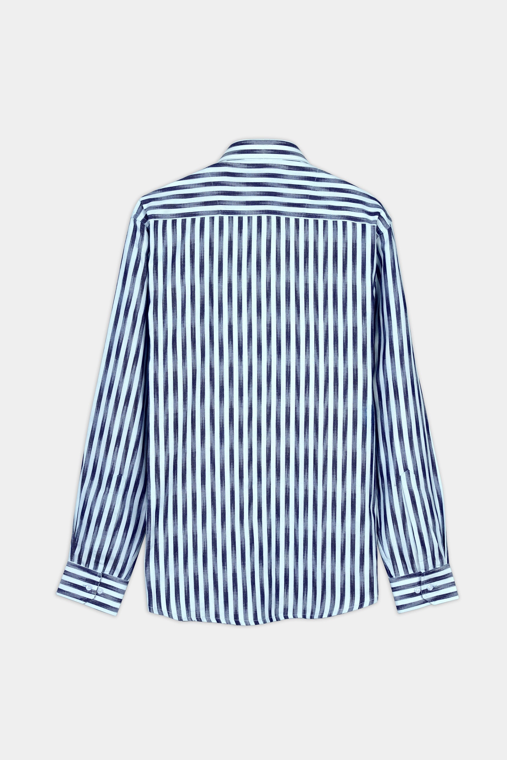 7swords-Ziggurat Blue and Ebony Clay Blue Striped Premium Cotton Shirt