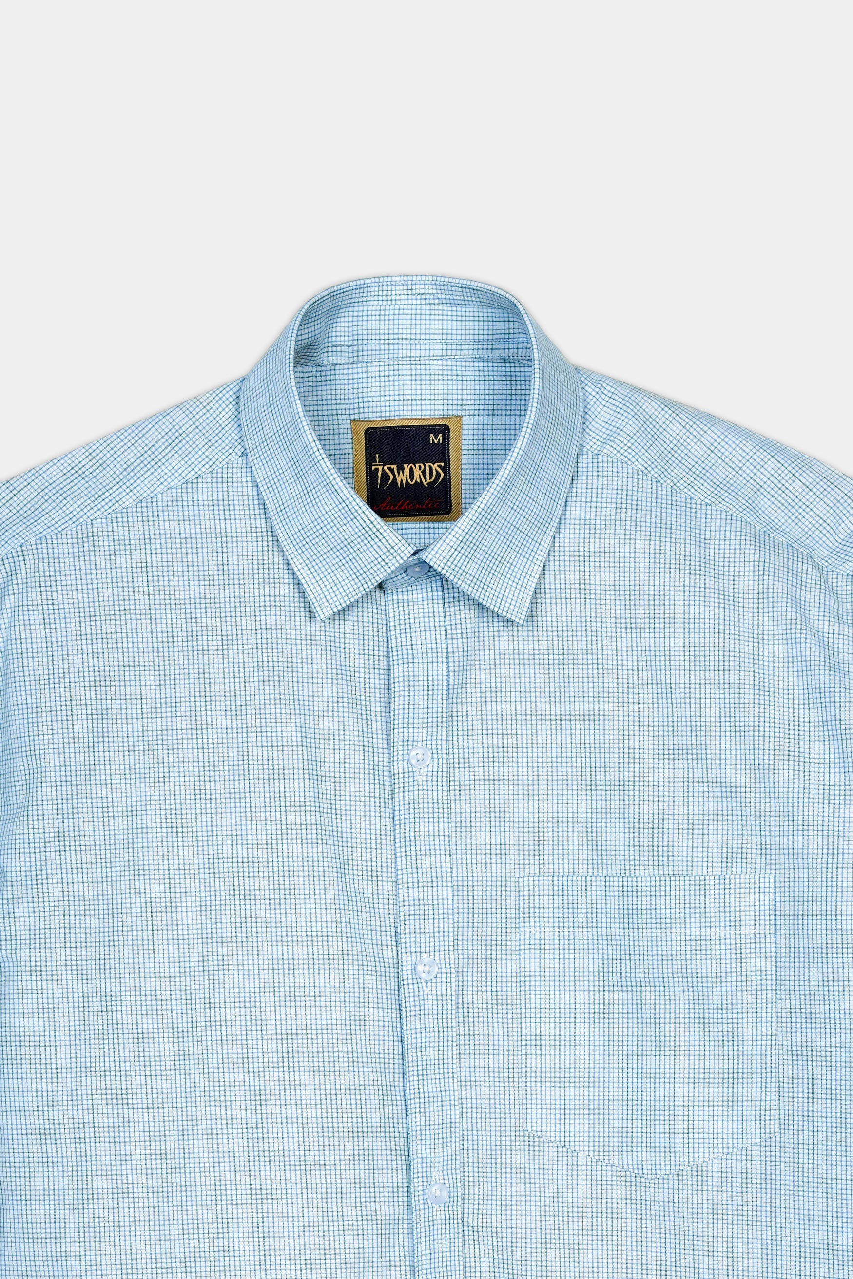 7swords-Spindle Blue and White Checkered Premium Cotton Shirt