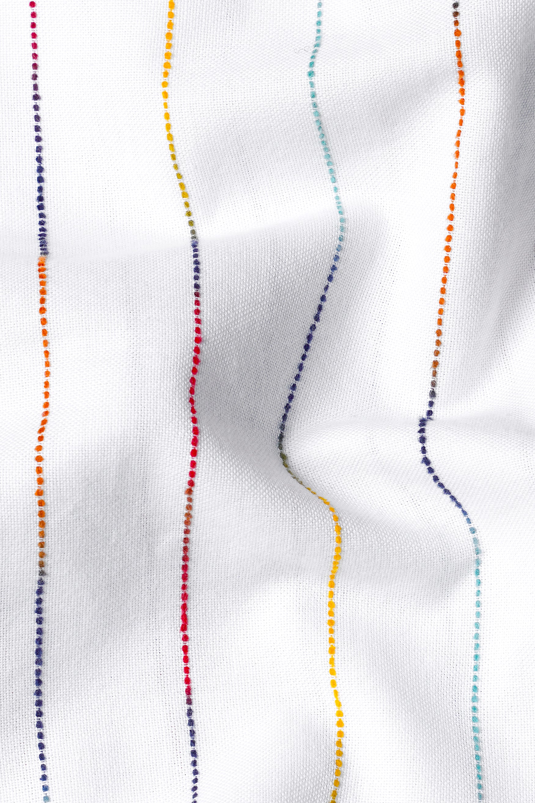 7swords-Bright White Multicolour Striped Premium Cotton Shirt