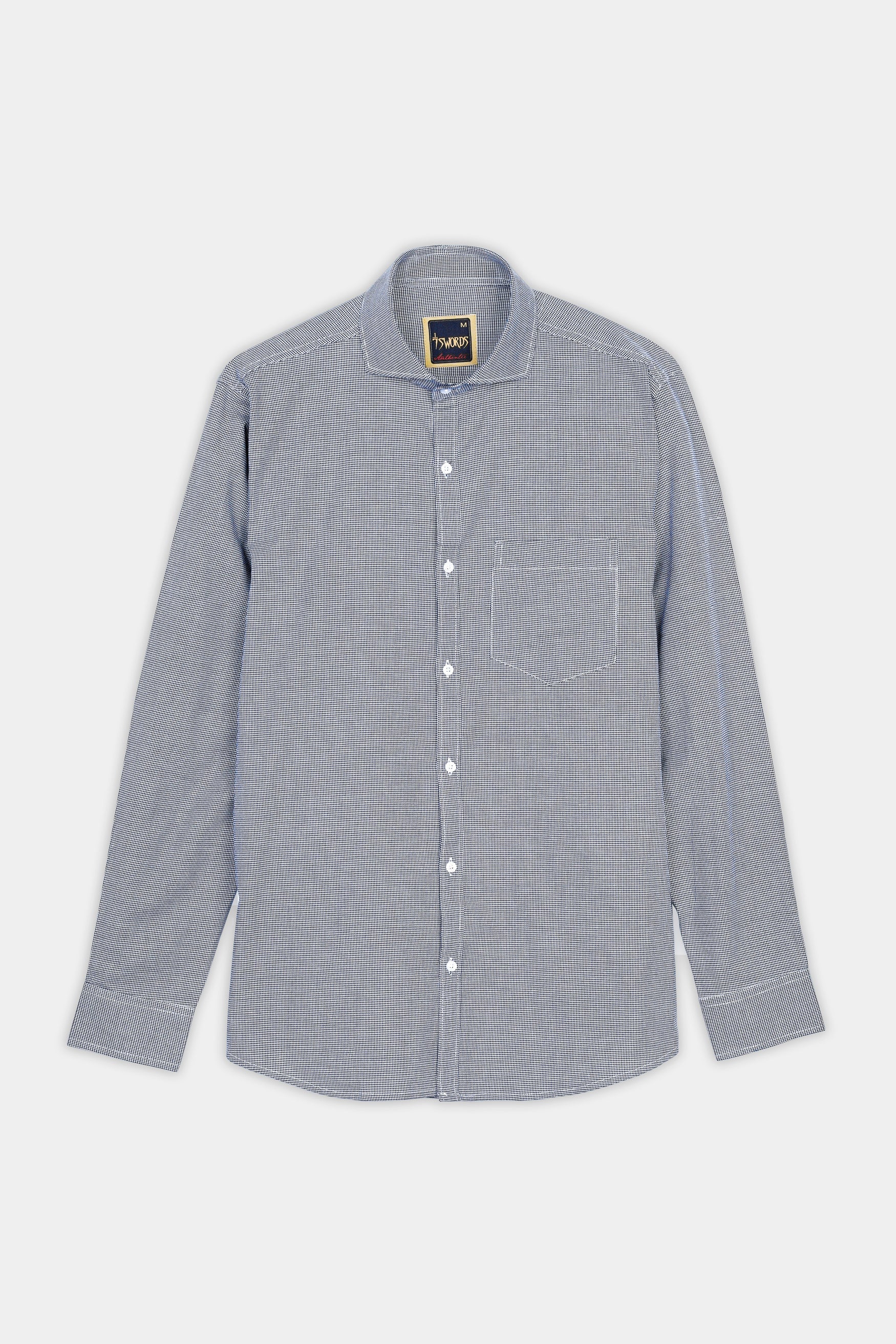 7swords-Mako Gray and Nobel Gray Houndstooth Premium Cotton Shirt