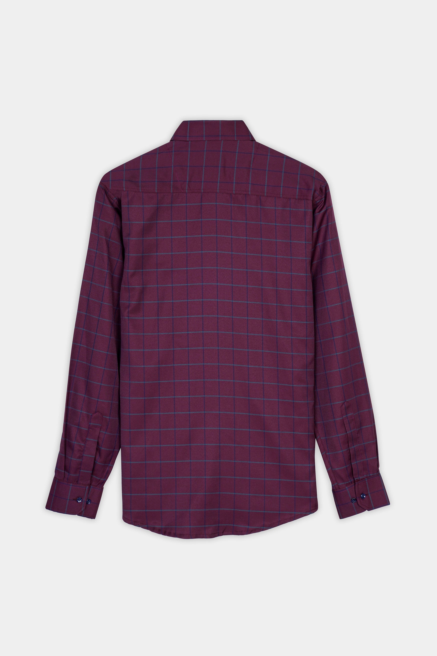 7swords-Palatinate Burgundy and Slate Gray Windowpane Premium Cotton Shirt