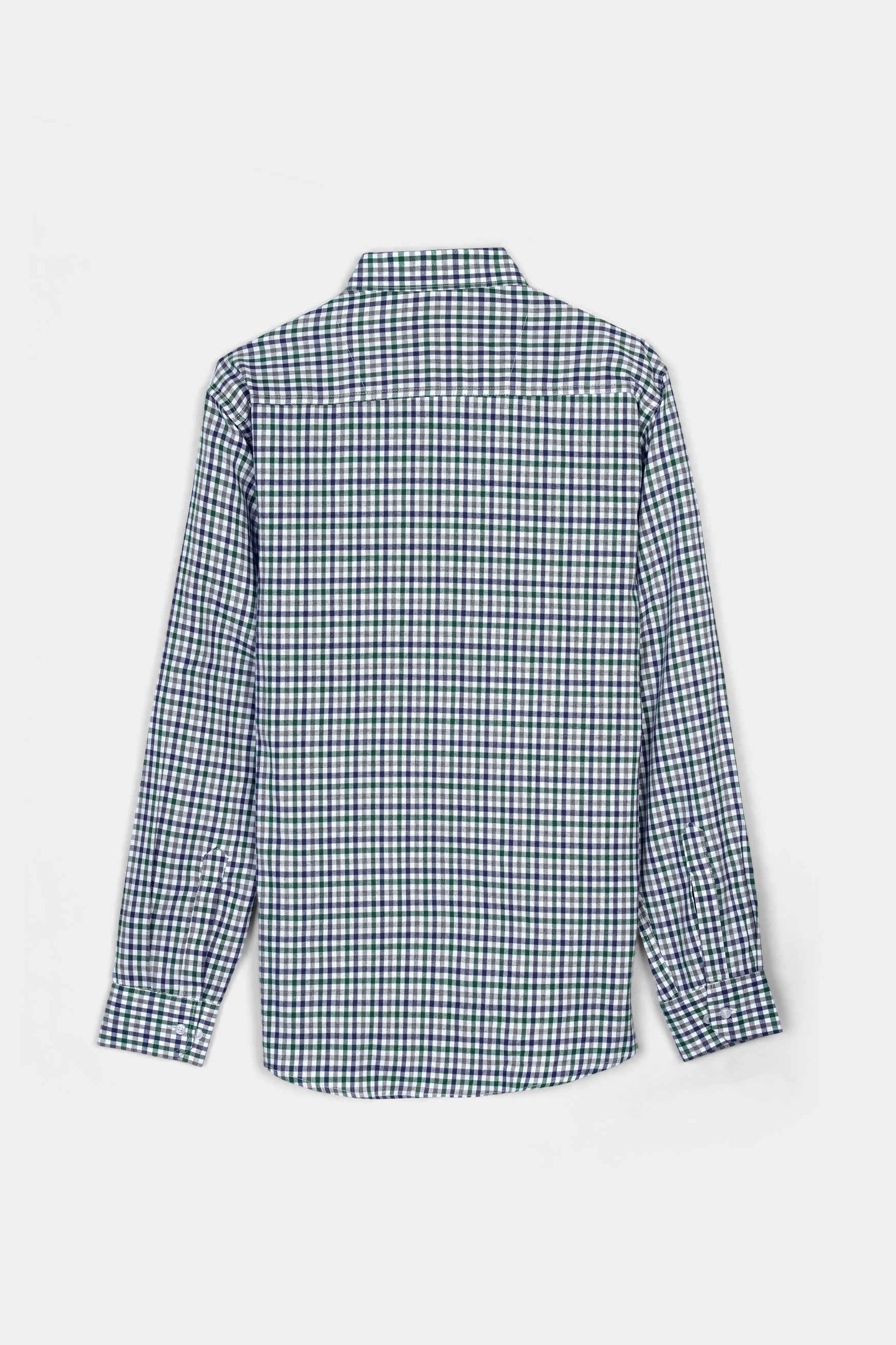 7swords-Bright White and Spruce Green Multi Color Checkered Premium Cotton Shirt