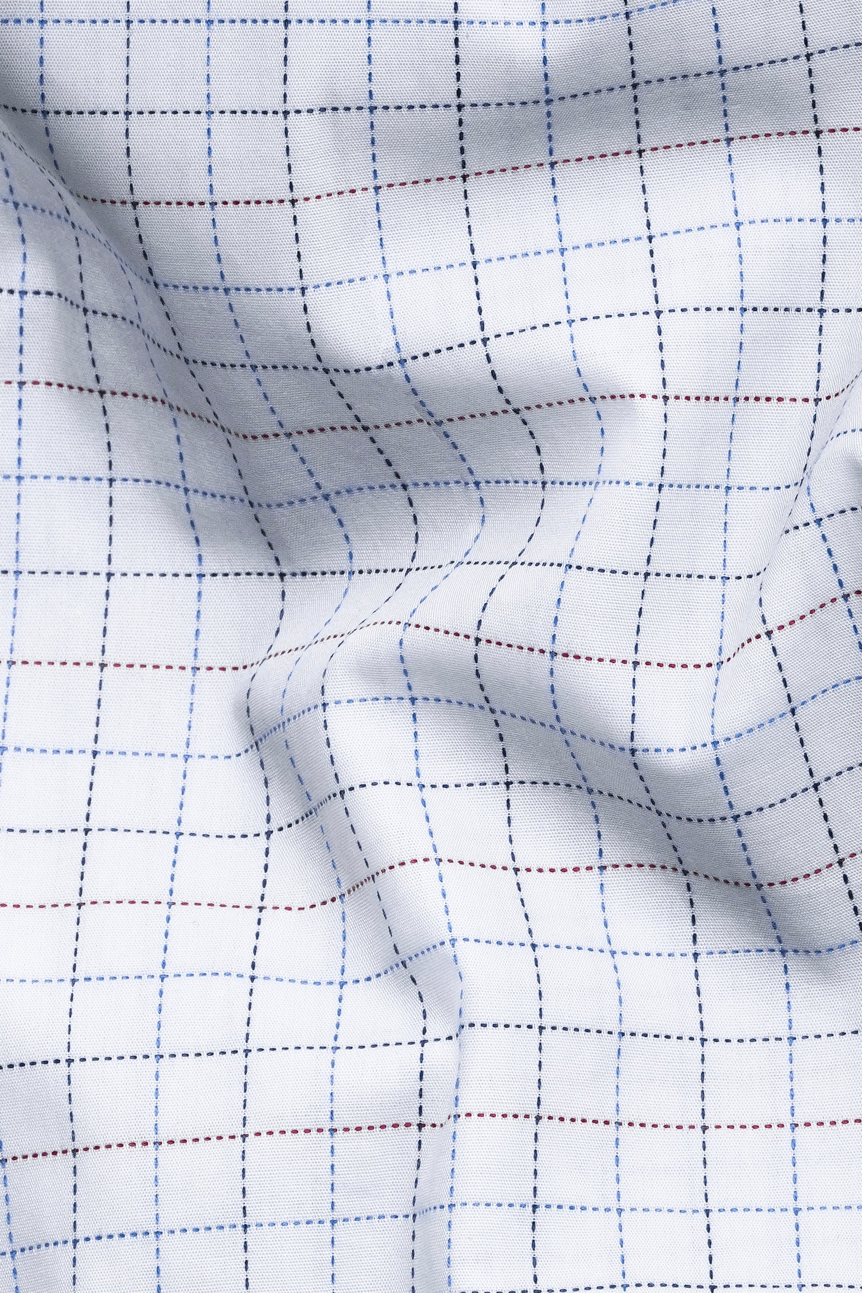 7swords-Bright White with Camelot Maroon and Mantique Blue Checkered Premium Cotton Shirt