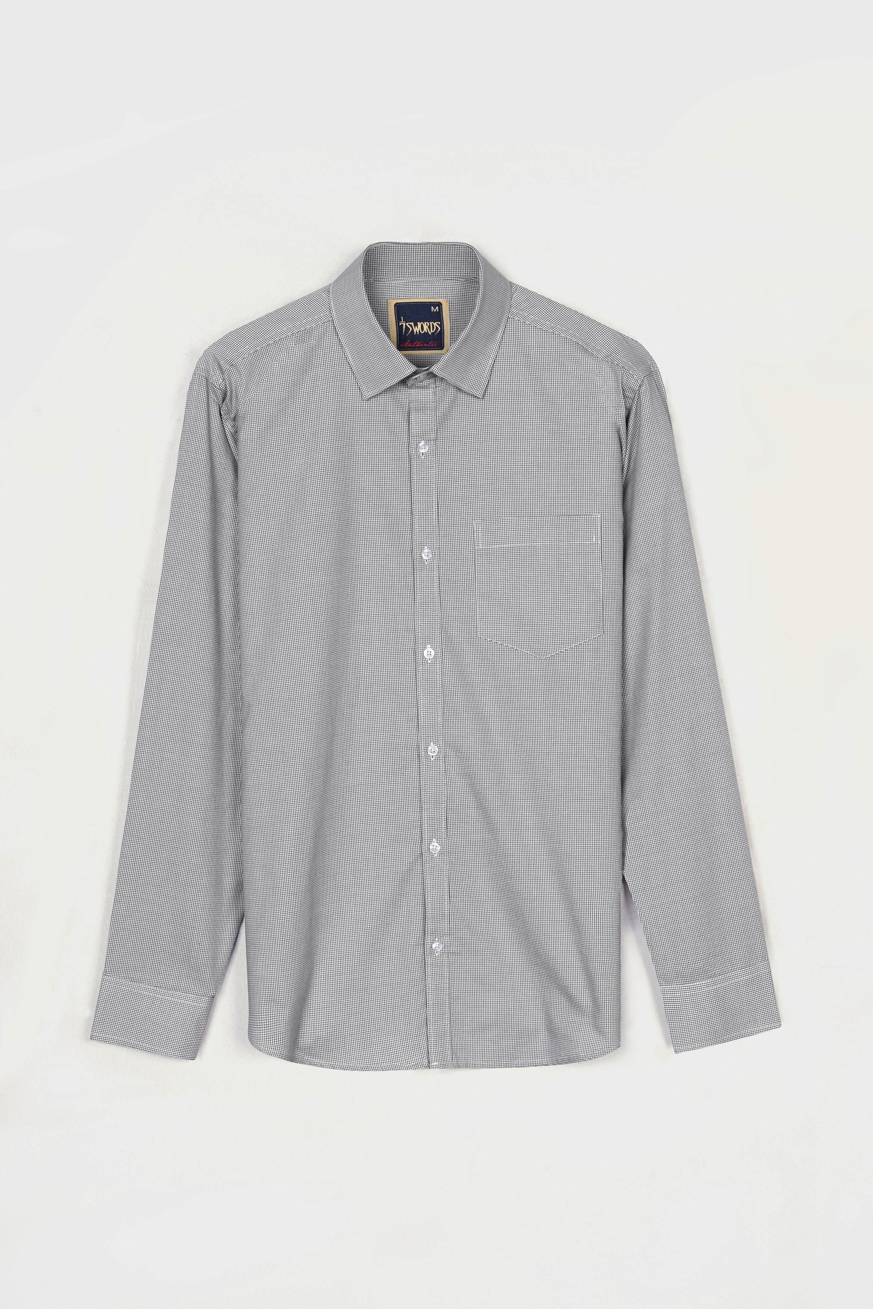 7swords-Gunsmoke Gray Houndstooth Premium Cotton Shirt