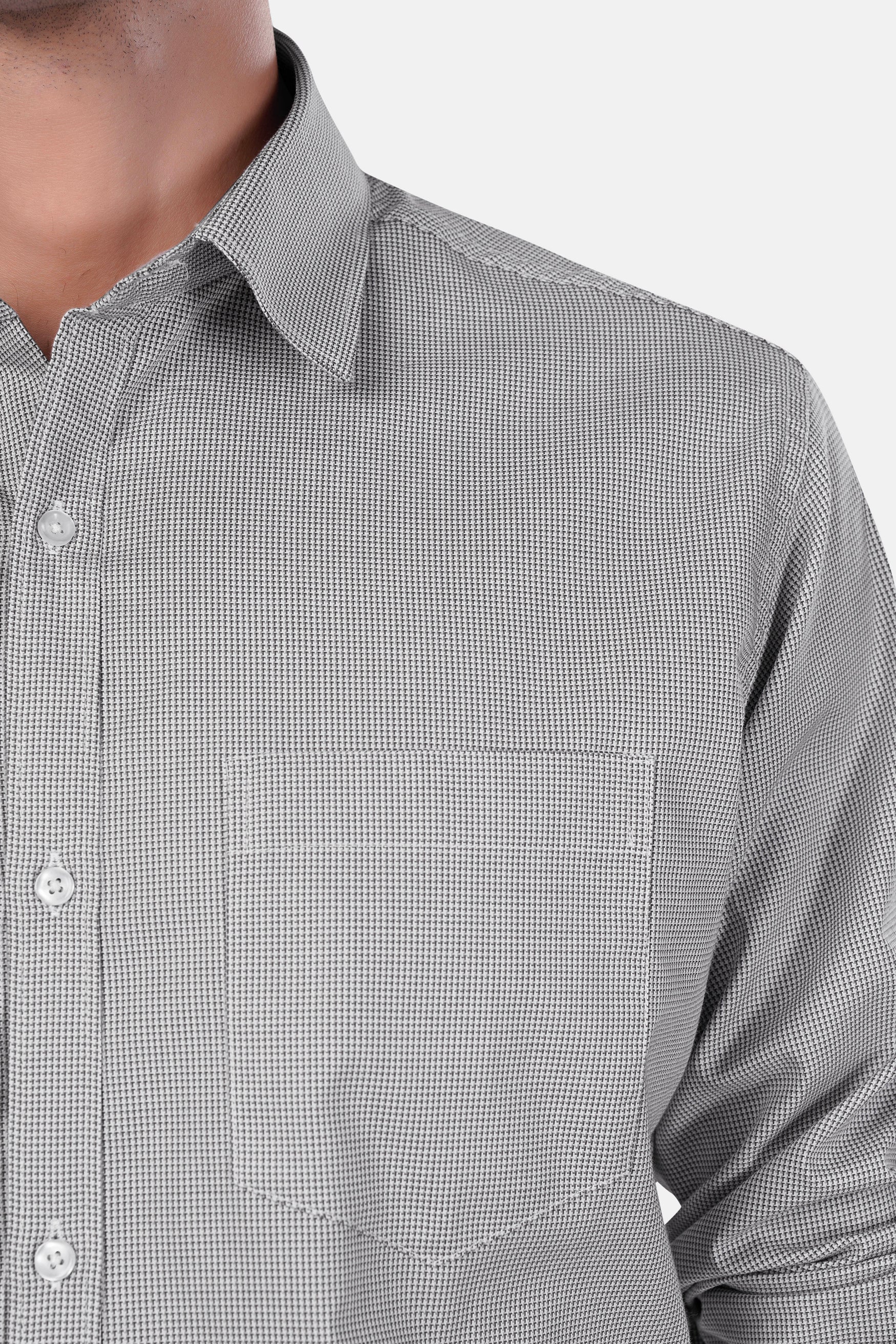 7swords-Gunsmoke Gray Houndstooth Premium Cotton Shirt