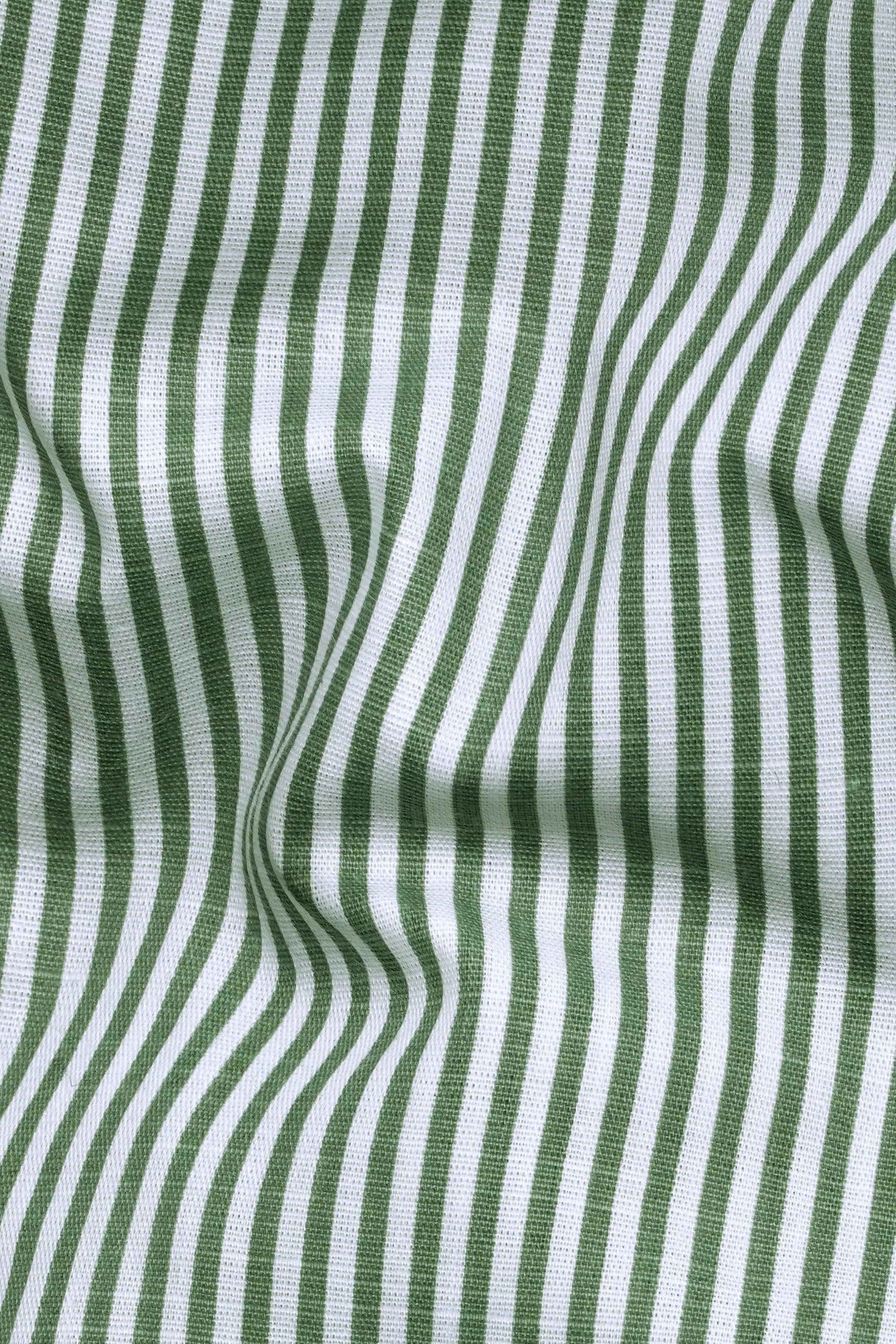 7swords-Bright White and Cactus Green Striped Premium Cotton Shirt