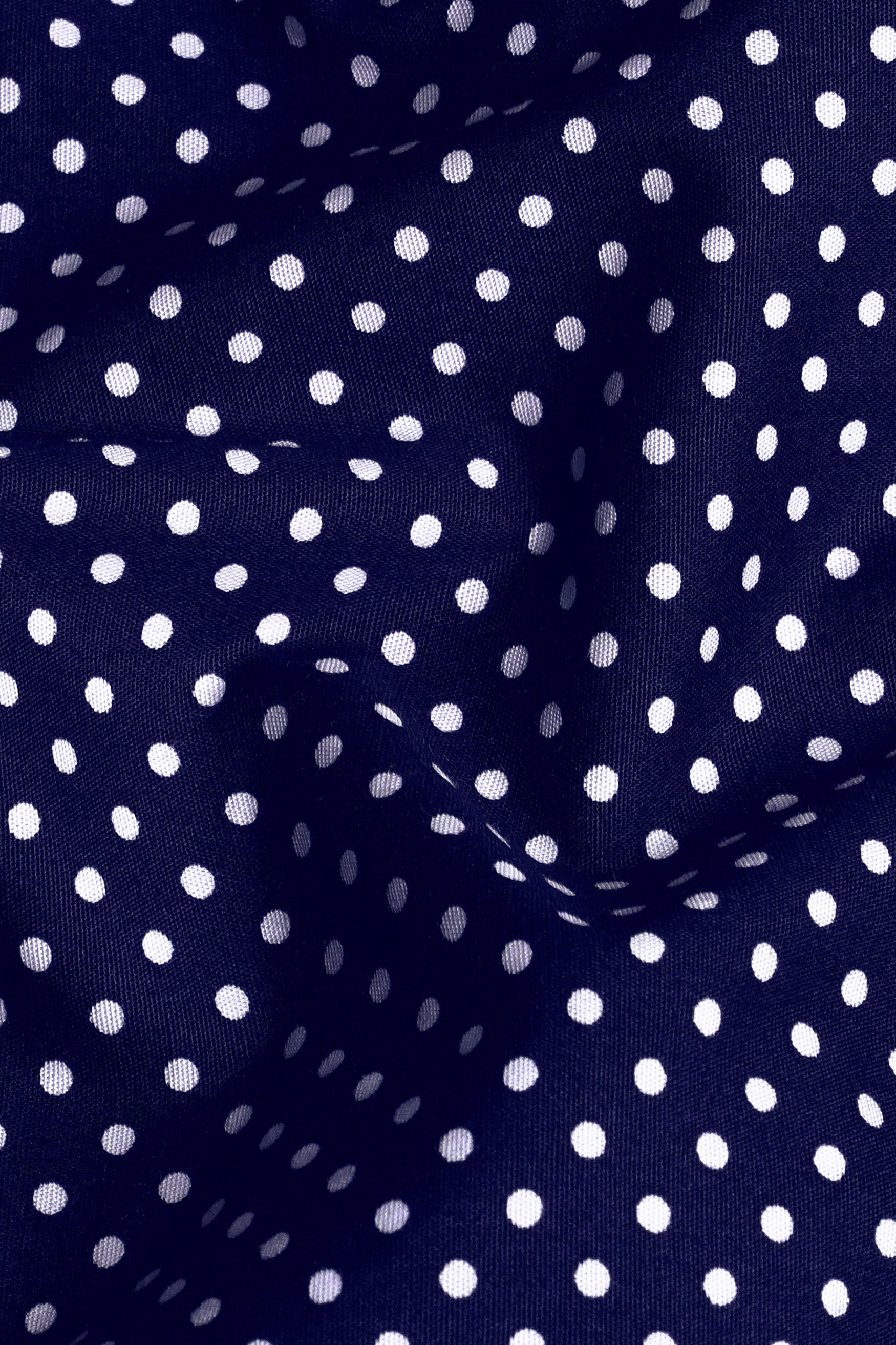 7swords-Broncos Blue and White Polka Dotted Premium Cotton Shirt