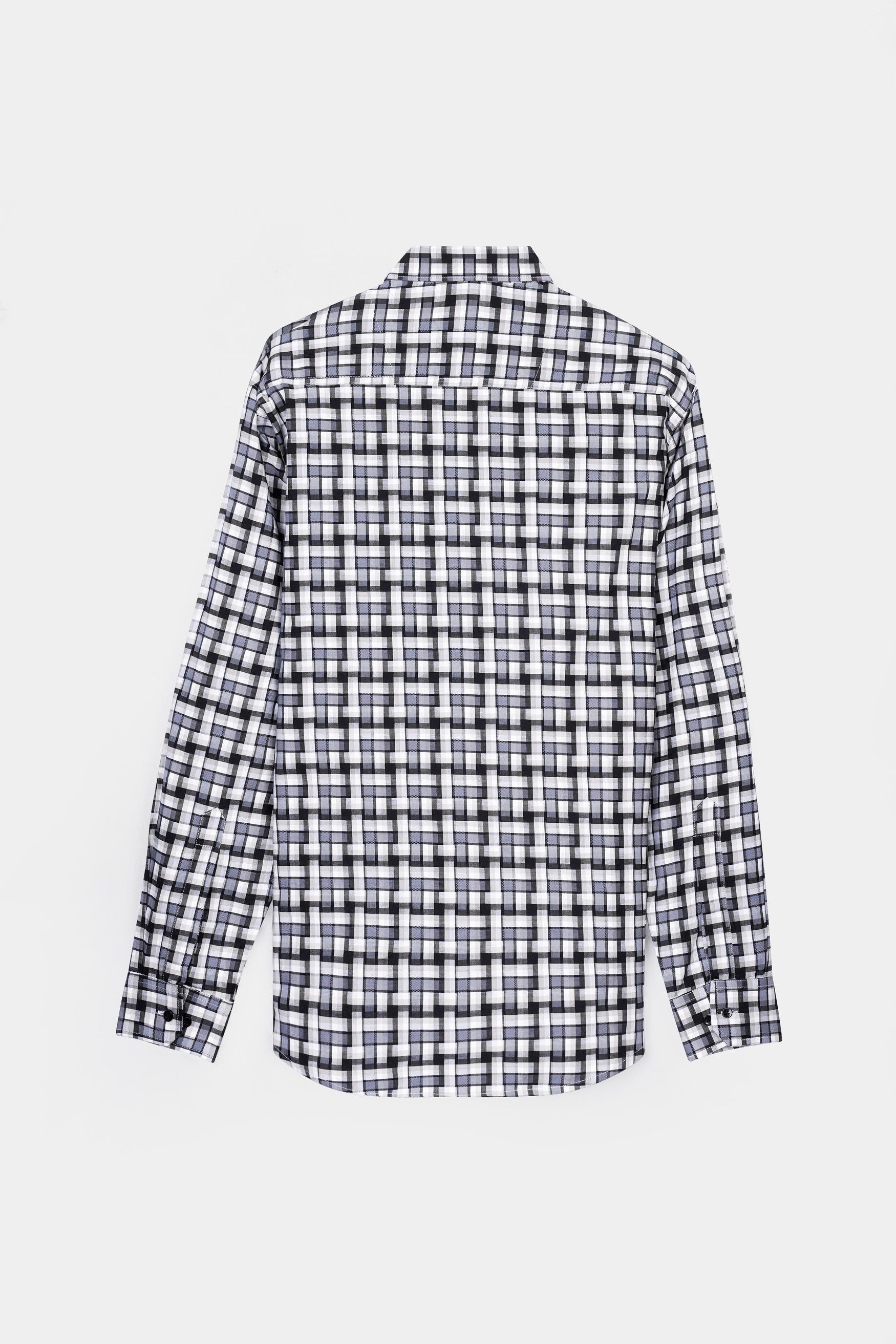 7swords-Davy Gray with Cinder Gray and White Checkered Premium Cotton Shirt