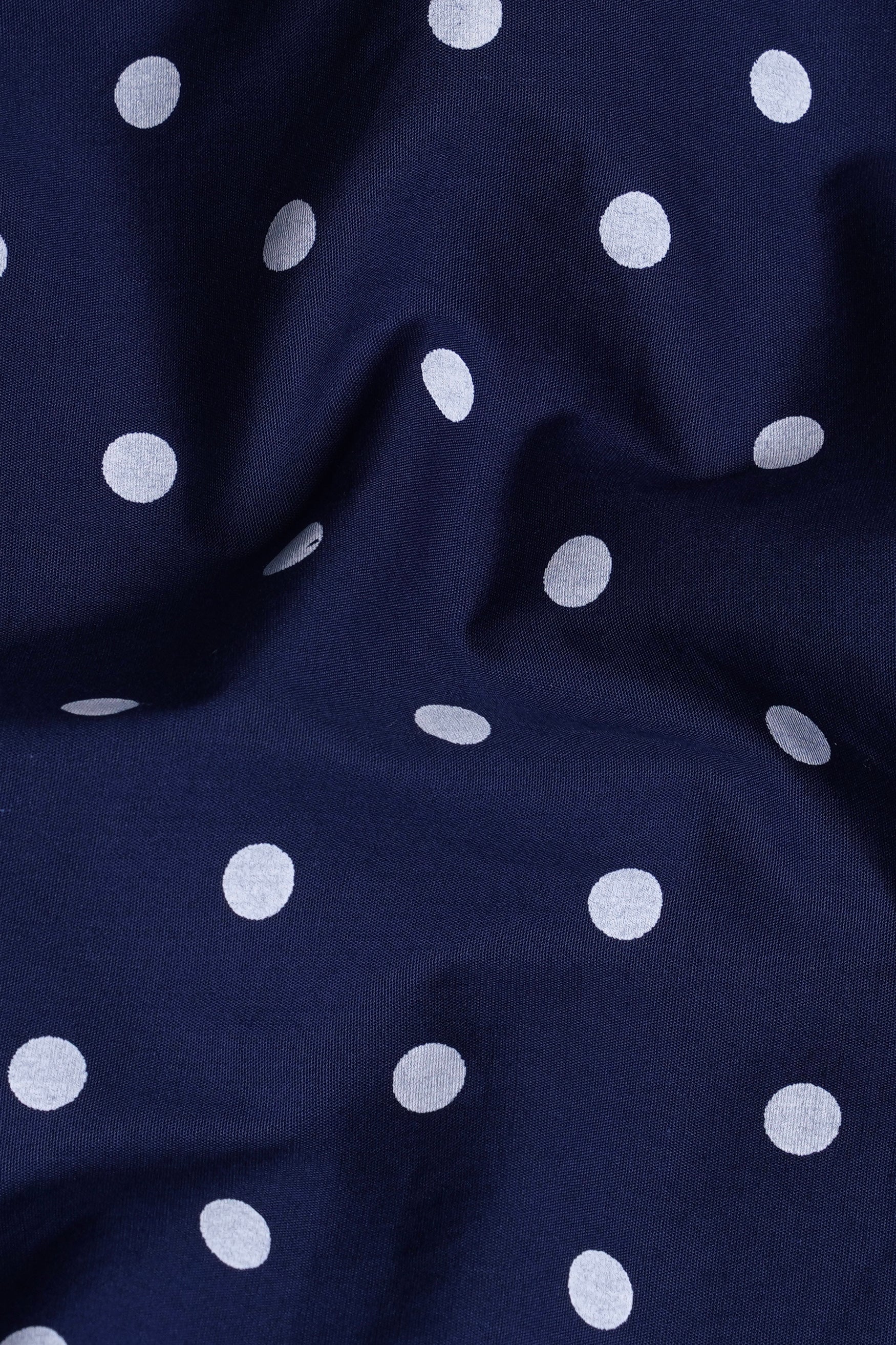 7swords-Haiti Blue and White Polka Dotted Premium Cotton Shirt