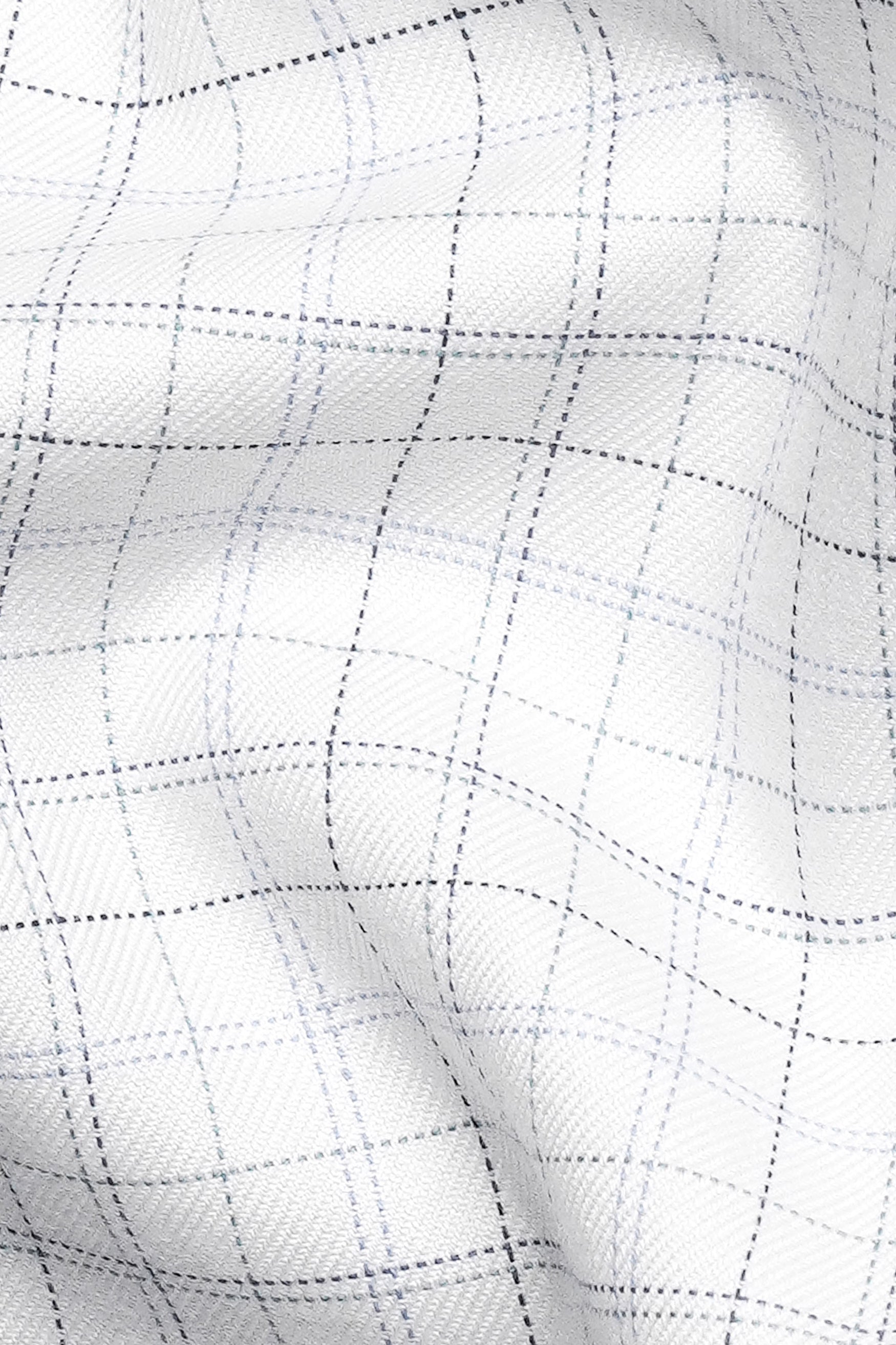 7swords-Bright White and Hit Gray Checkered Premium Cotton Shirt