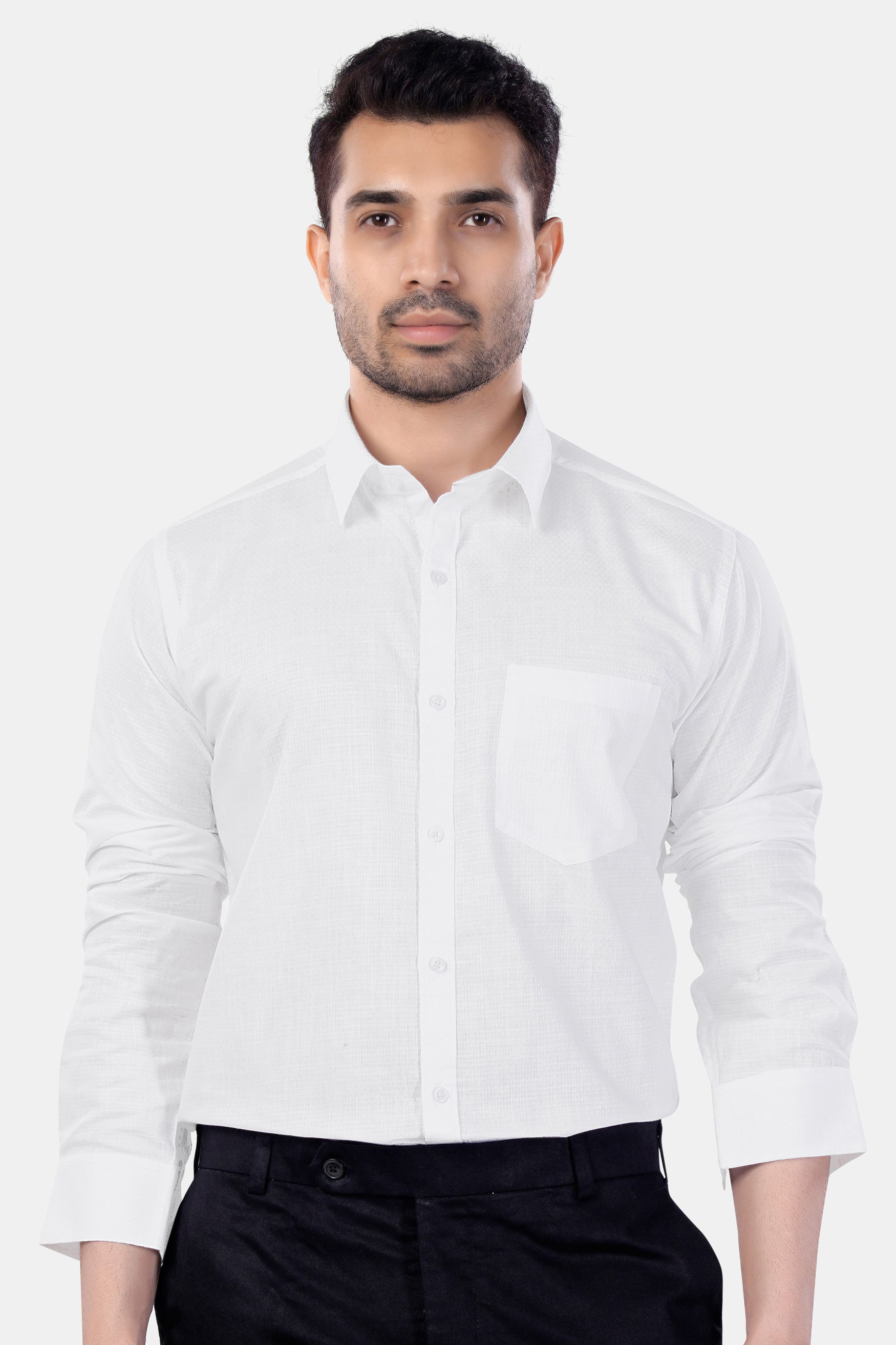 7swords-Bright White Premium Cotton Shirt