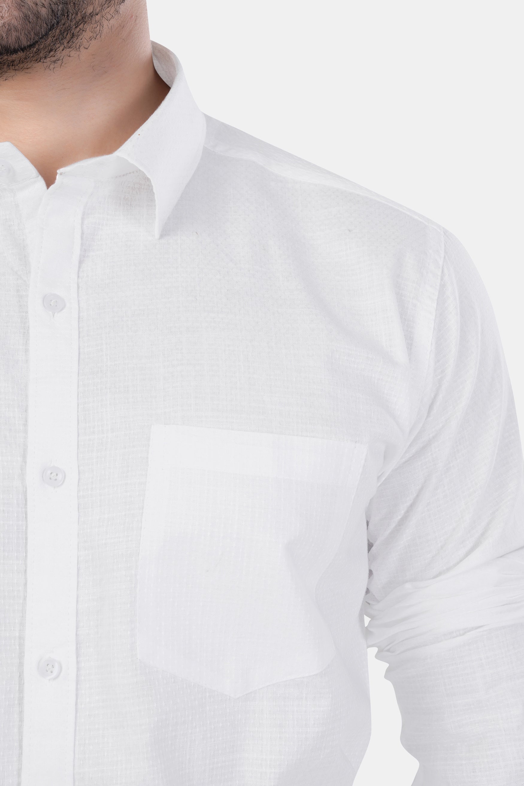 7swords-Bright White Premium Cotton Shirt