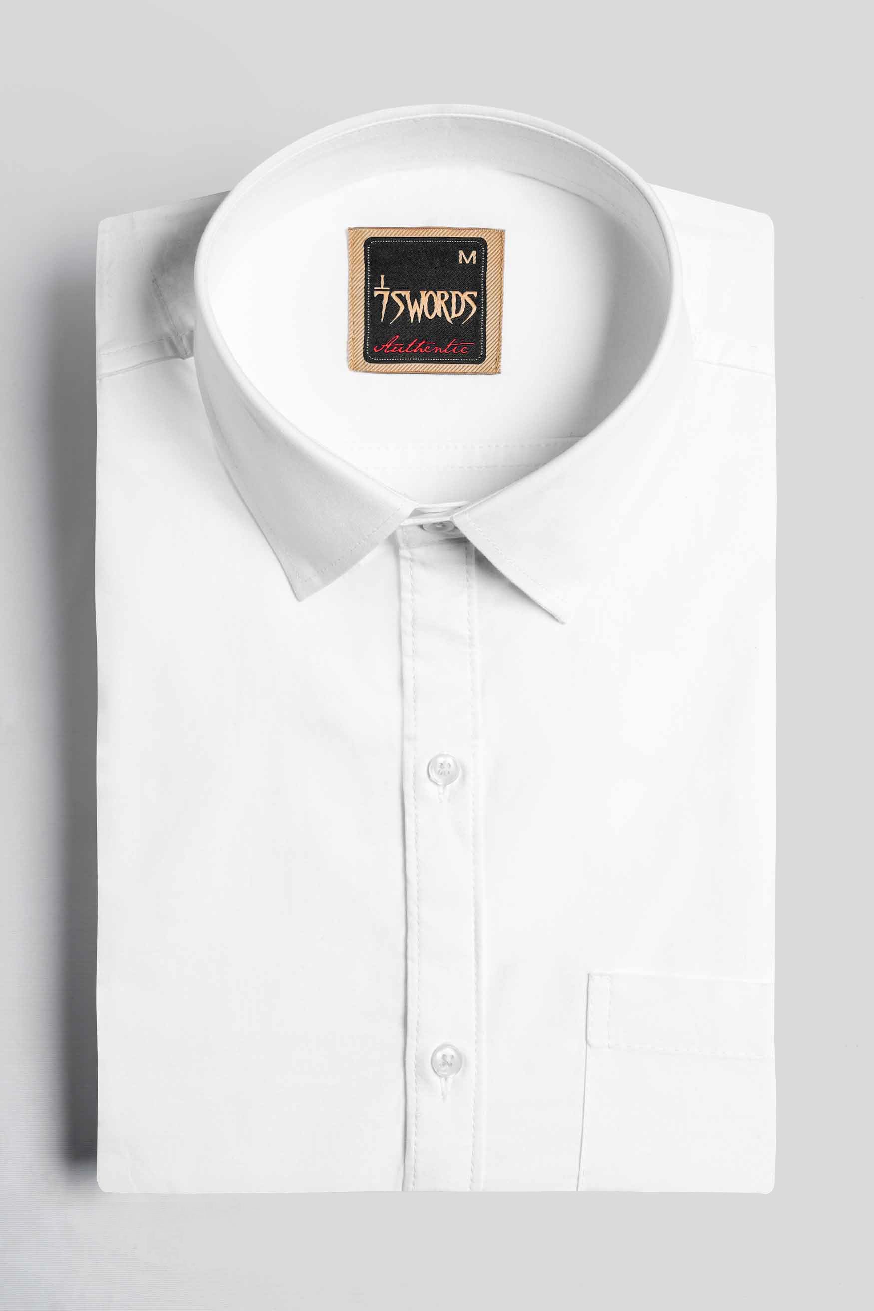 7swords-Bright White Premium Cotton Shirt