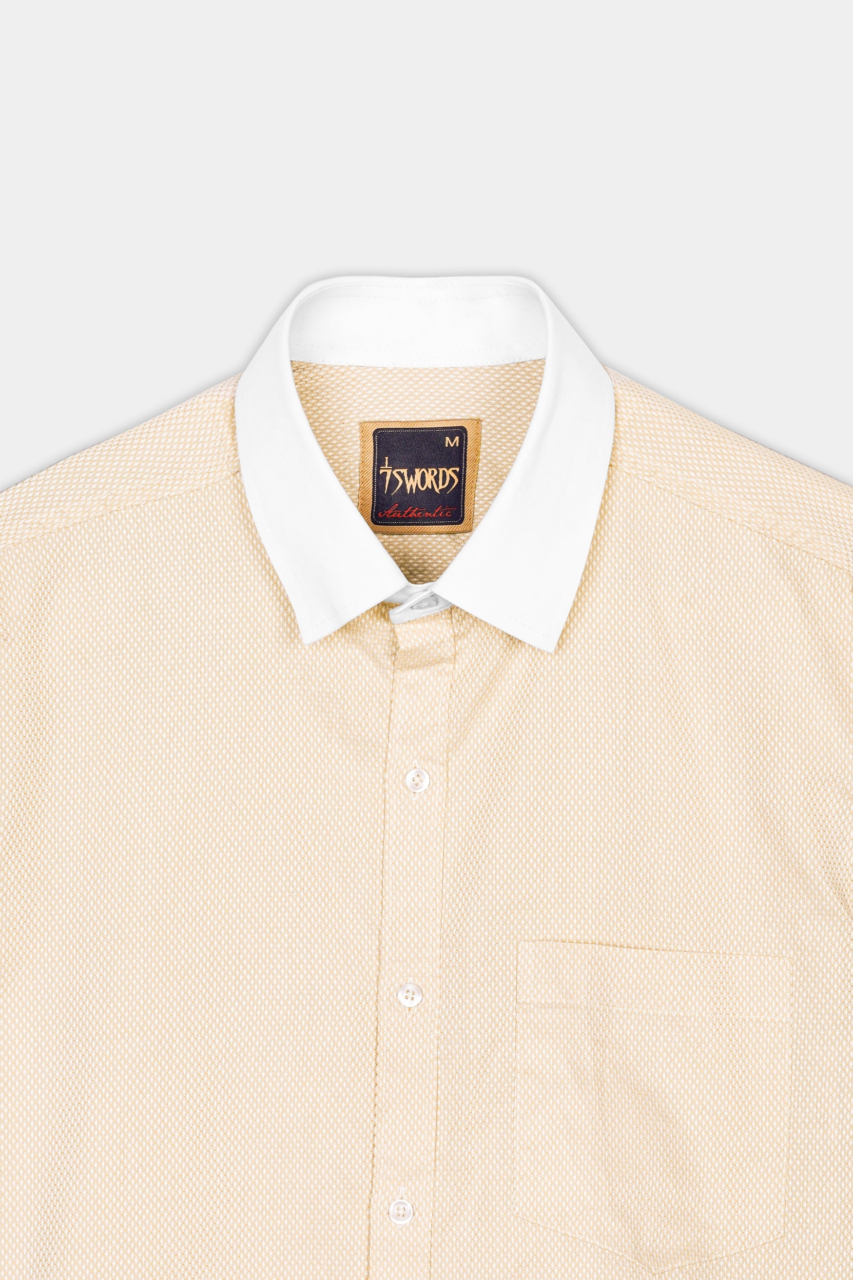 7swords-Desert Beige Premium Cotton Shirt with White Cuffs and Collar