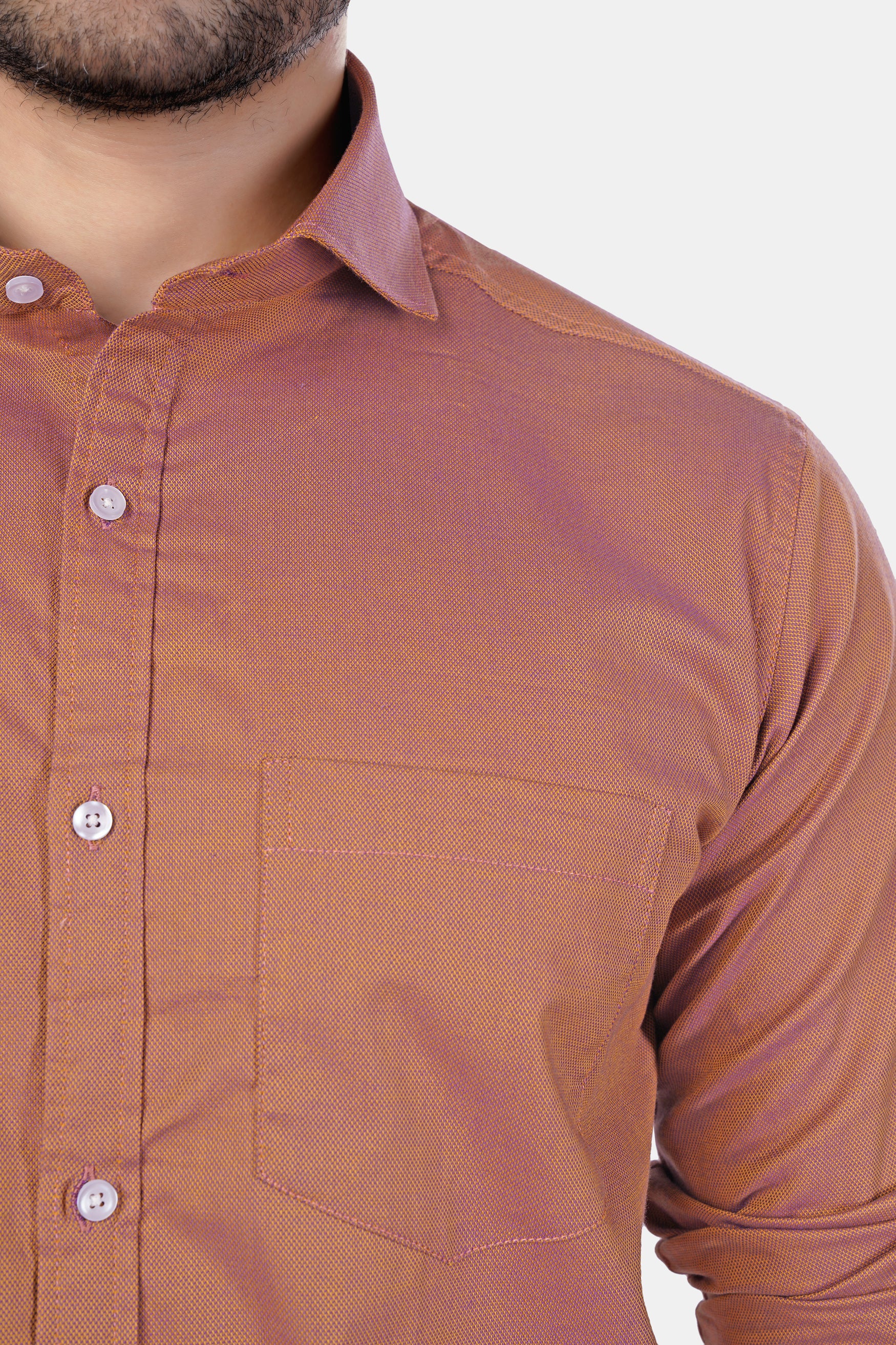 7swords-Sepia Brown textured Premium Cotton Shirt