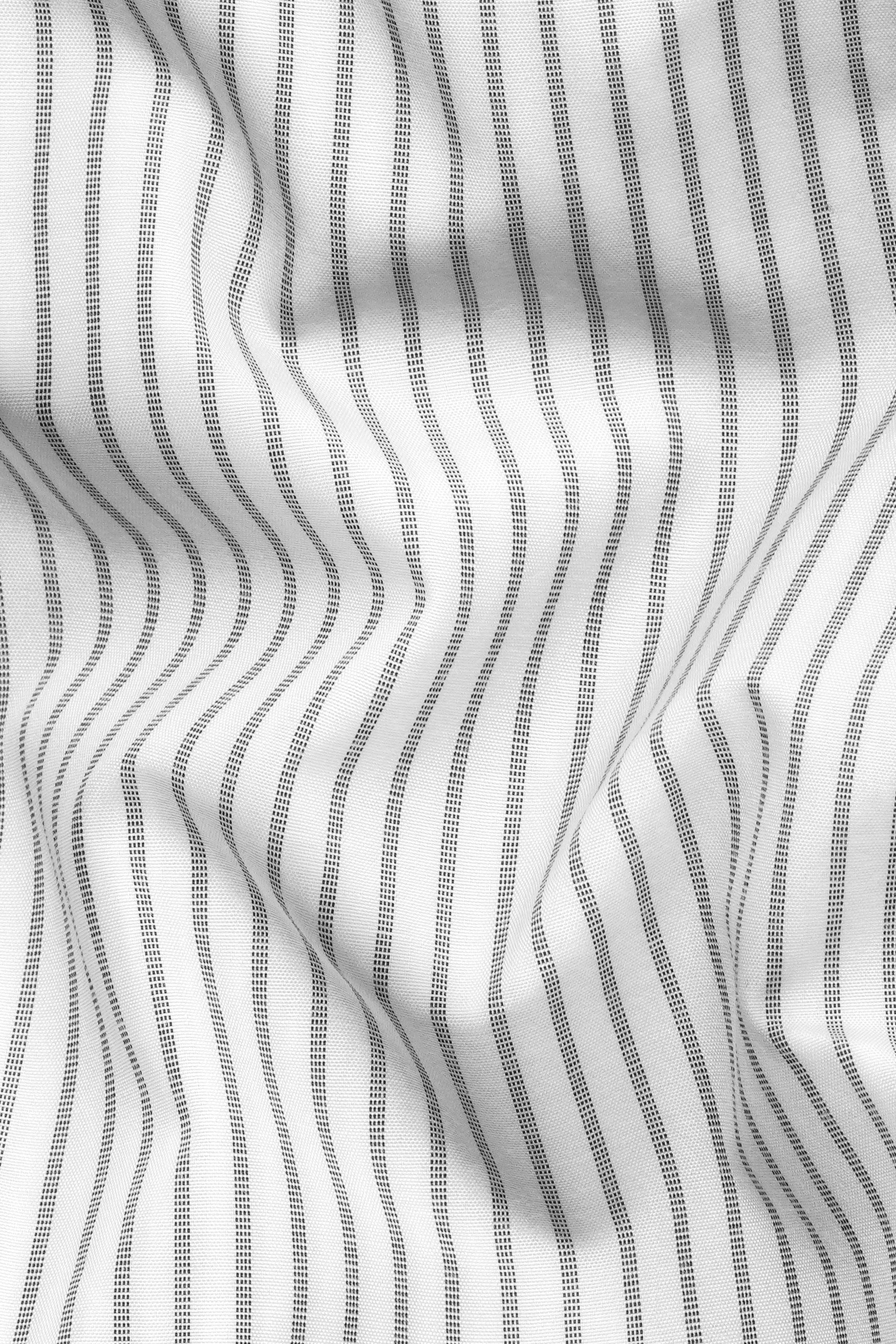 7swords-Bright White and Nobel Gray Striped Premium Cotton Shirt