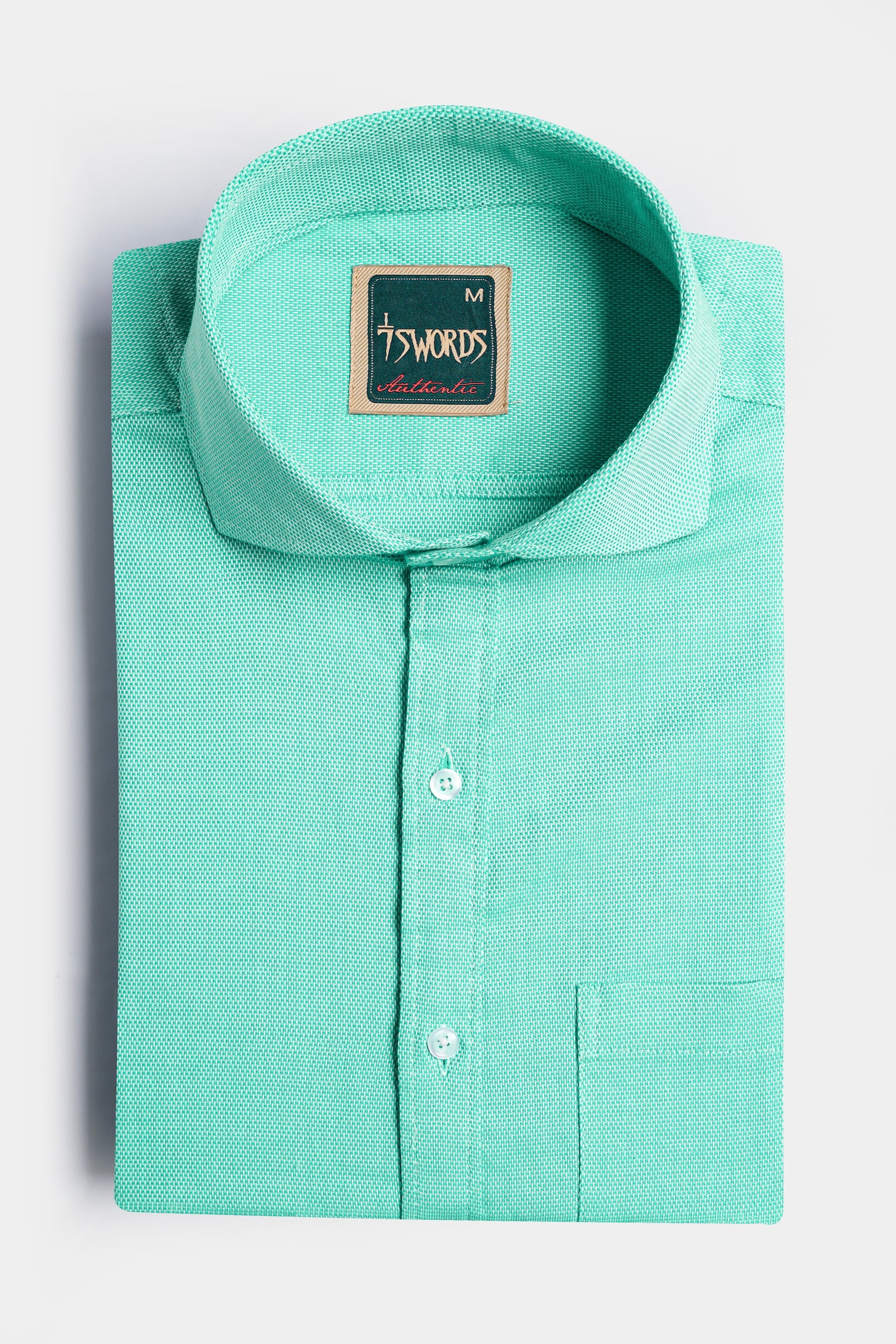 7swords-Tiffany Green textured Premium Cotton Shirt