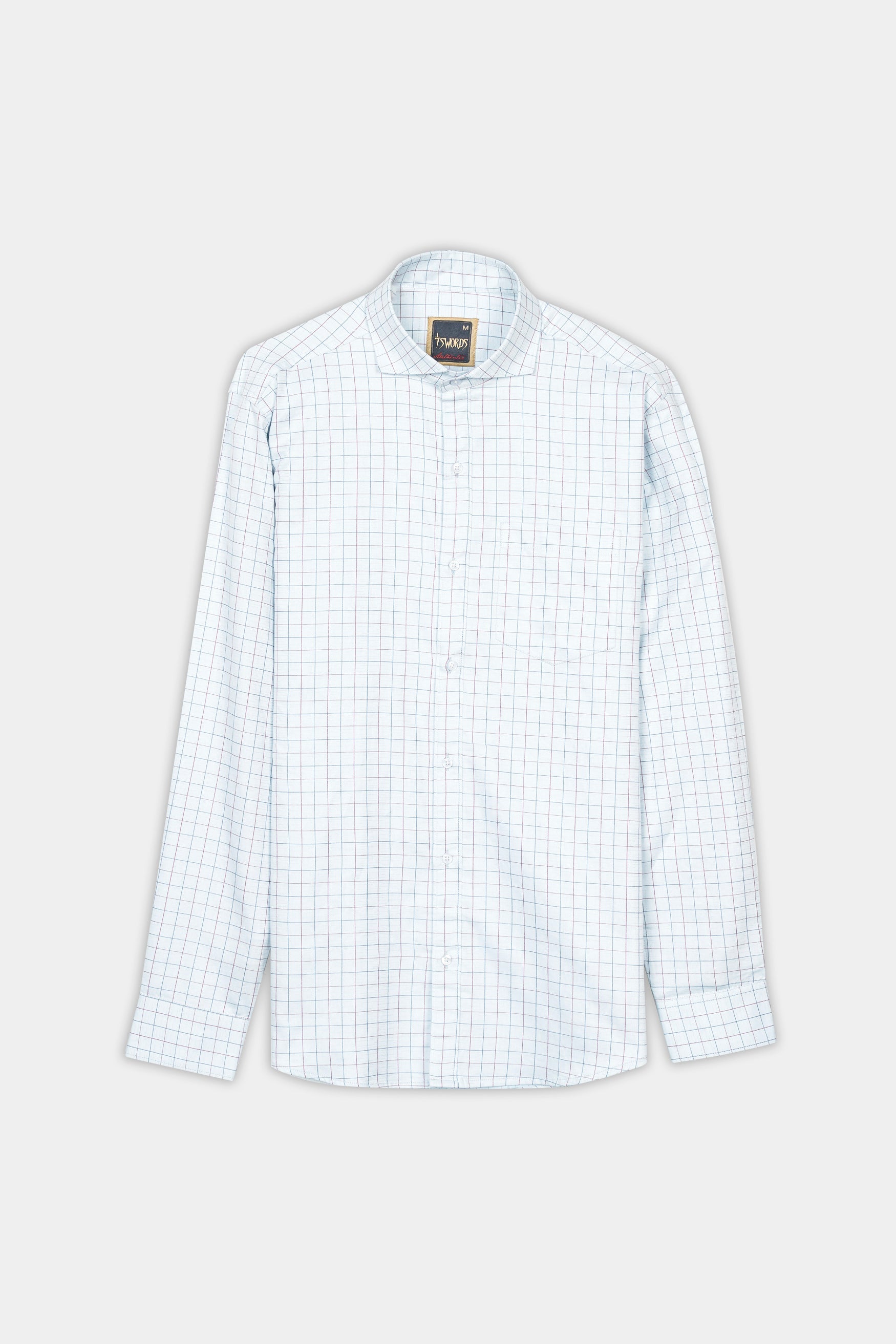 7swords-Bright White Multicolour Checkered Premium Cotton Shirt