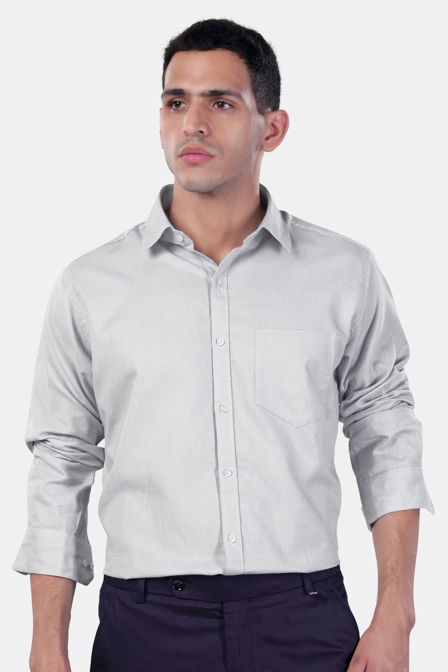 7swords-Platinum Gray Premium Cotton Shirt