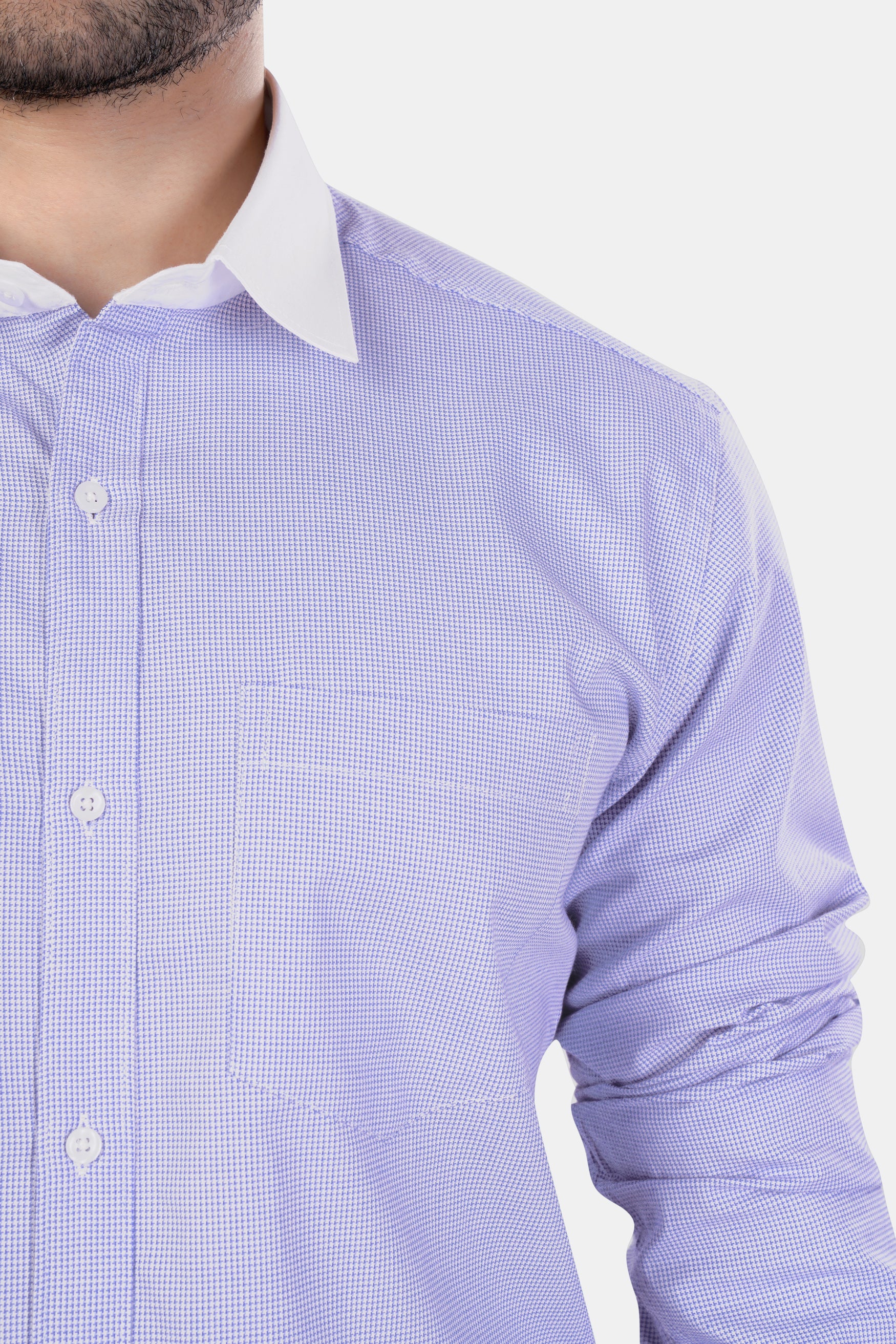 7swords-Amethyst Purple with White Collar and Cuffs Premium Cotton Shirt