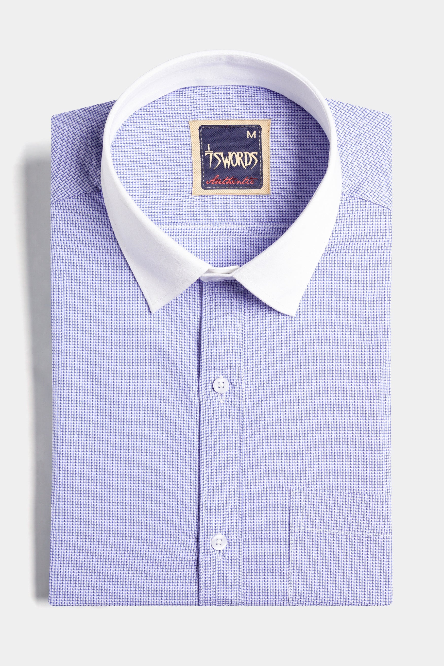 7swords-Amethyst Purple with White Collar and Cuffs Premium Cotton Shirt