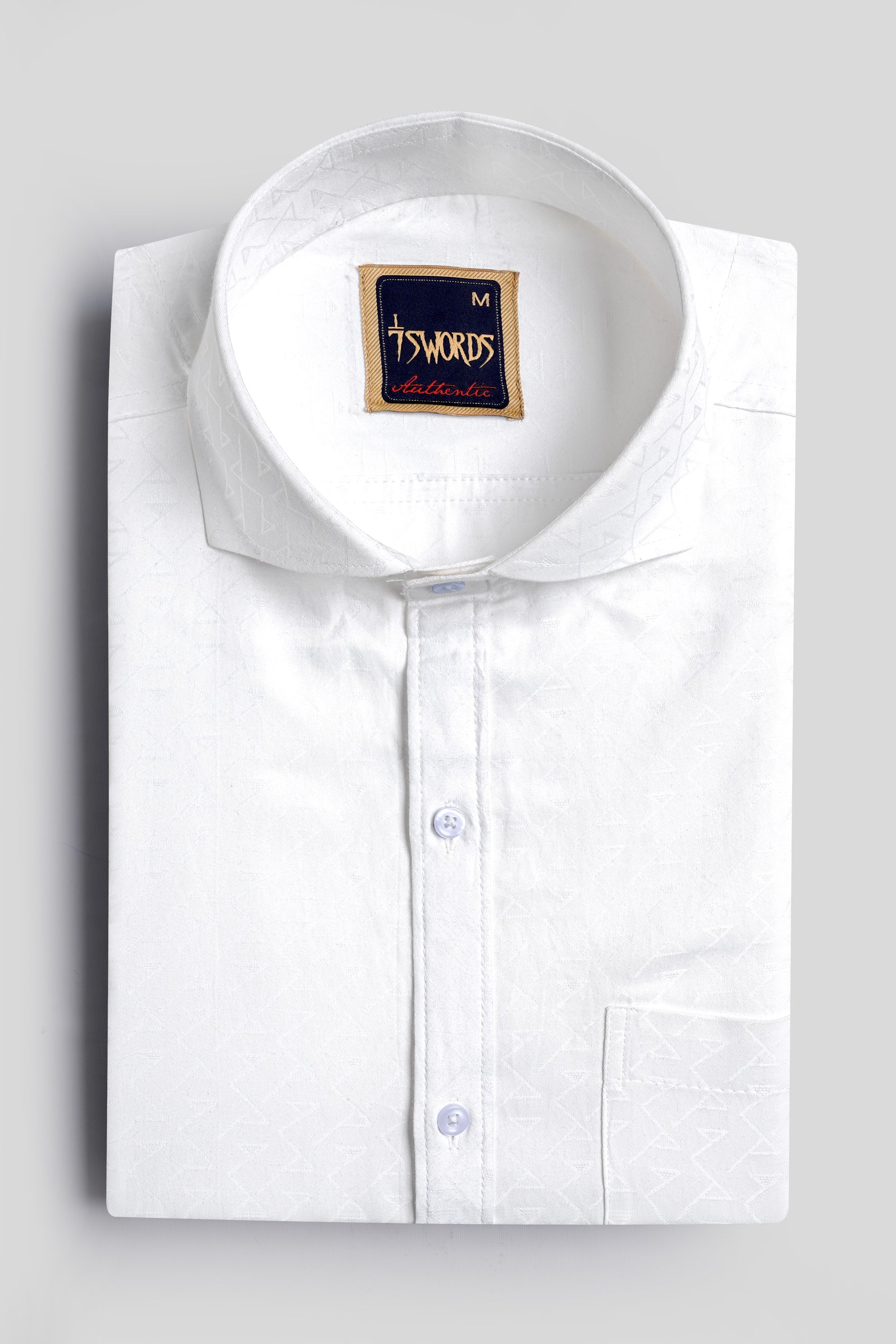 7swords-Bright White Premium Cotton Shirt