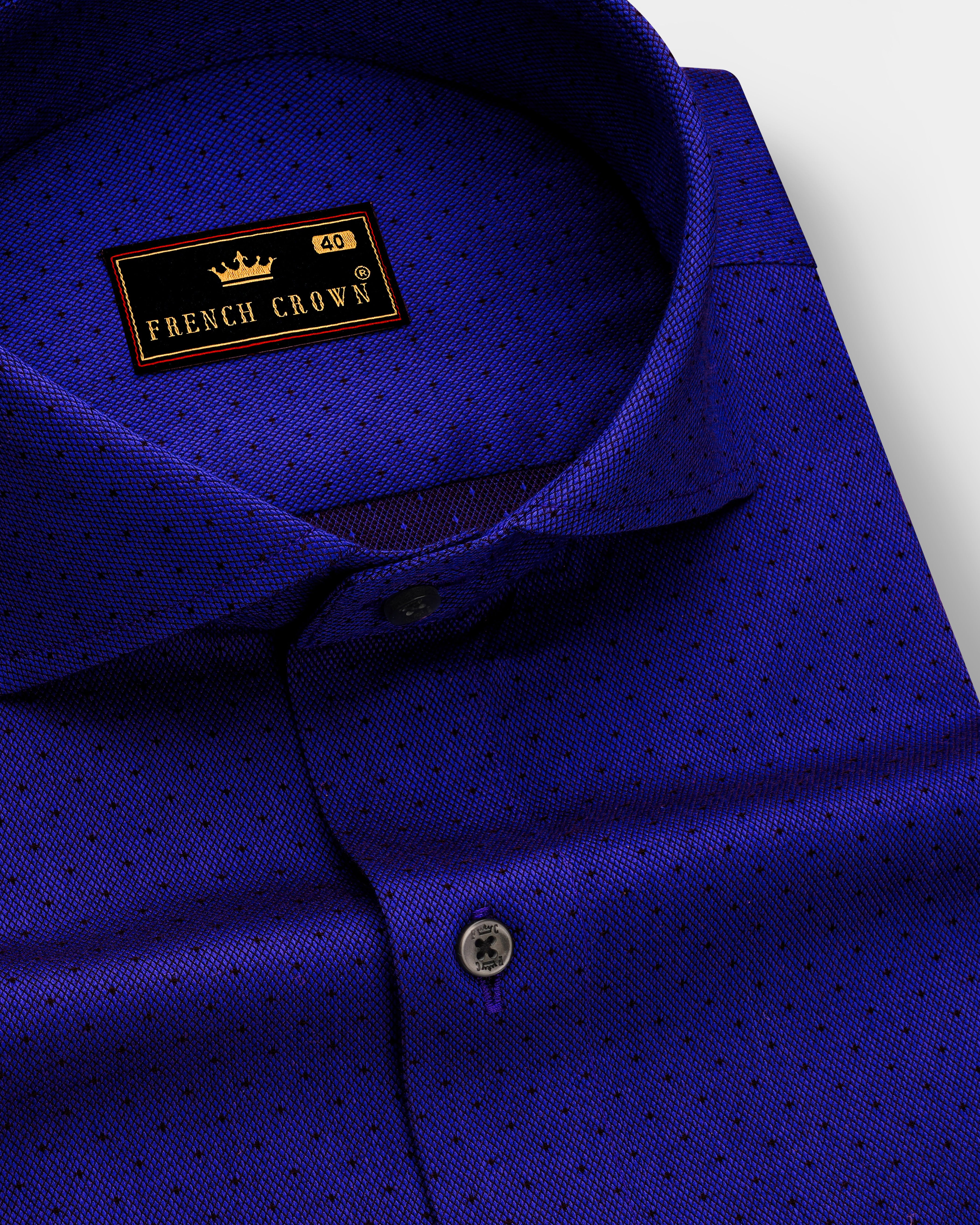 Sapphire Blue Dobby Textured Premium Giza Cotton Shirt