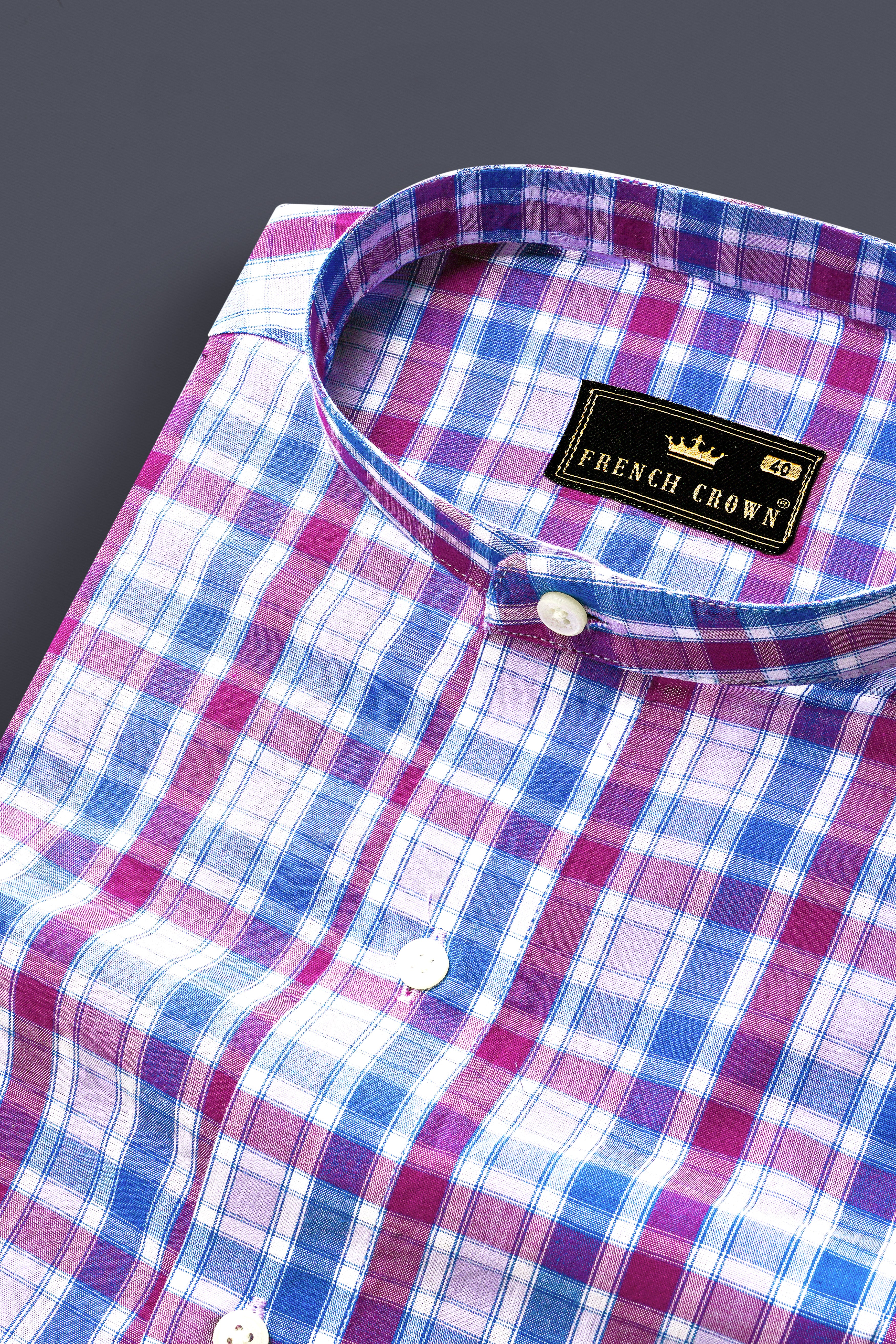 Fandango Purple and Cerulean Blue Plaid Premium Cotton Shirt