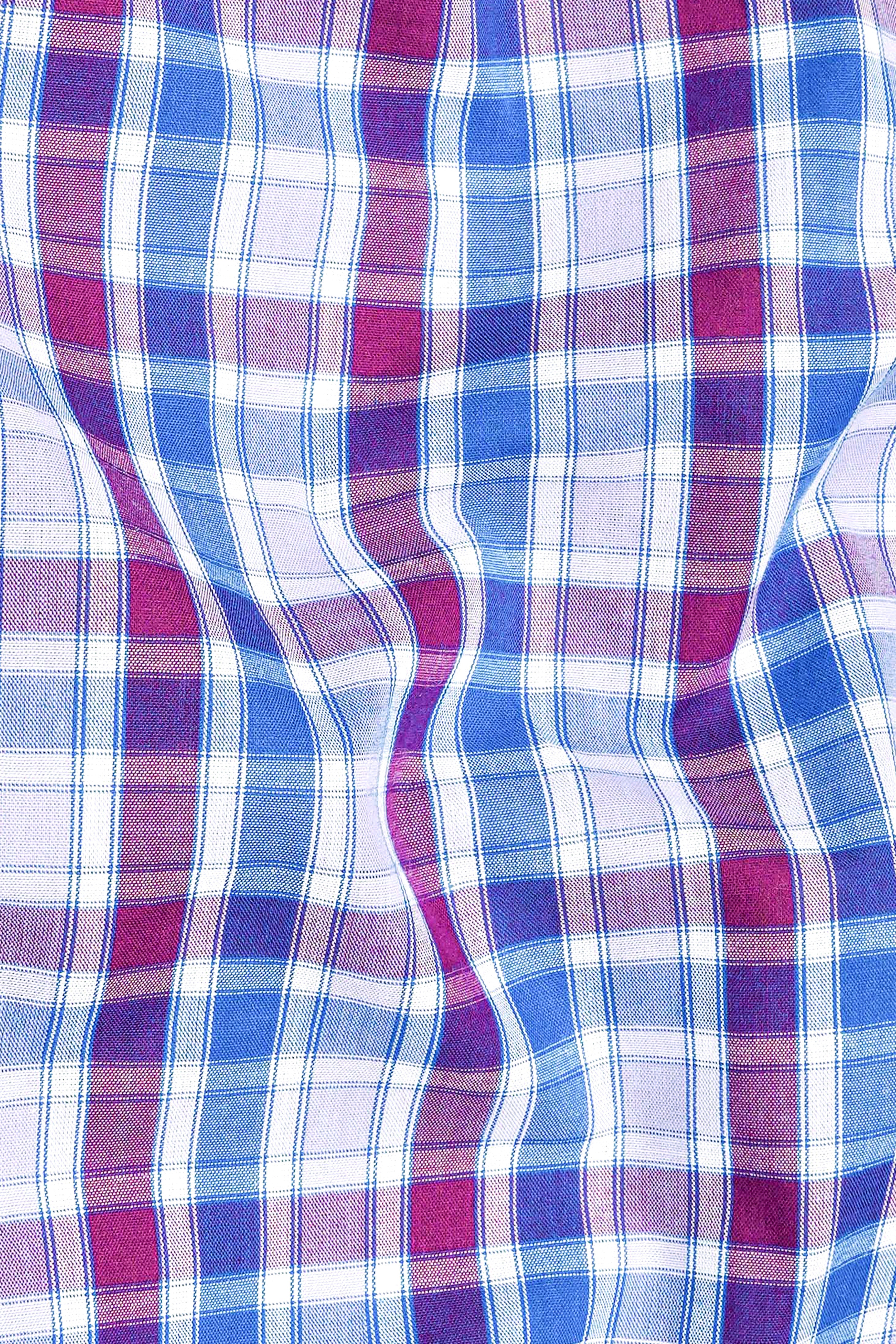 Fandango Purple and Cerulean Blue Plaid Premium Cotton Shirt