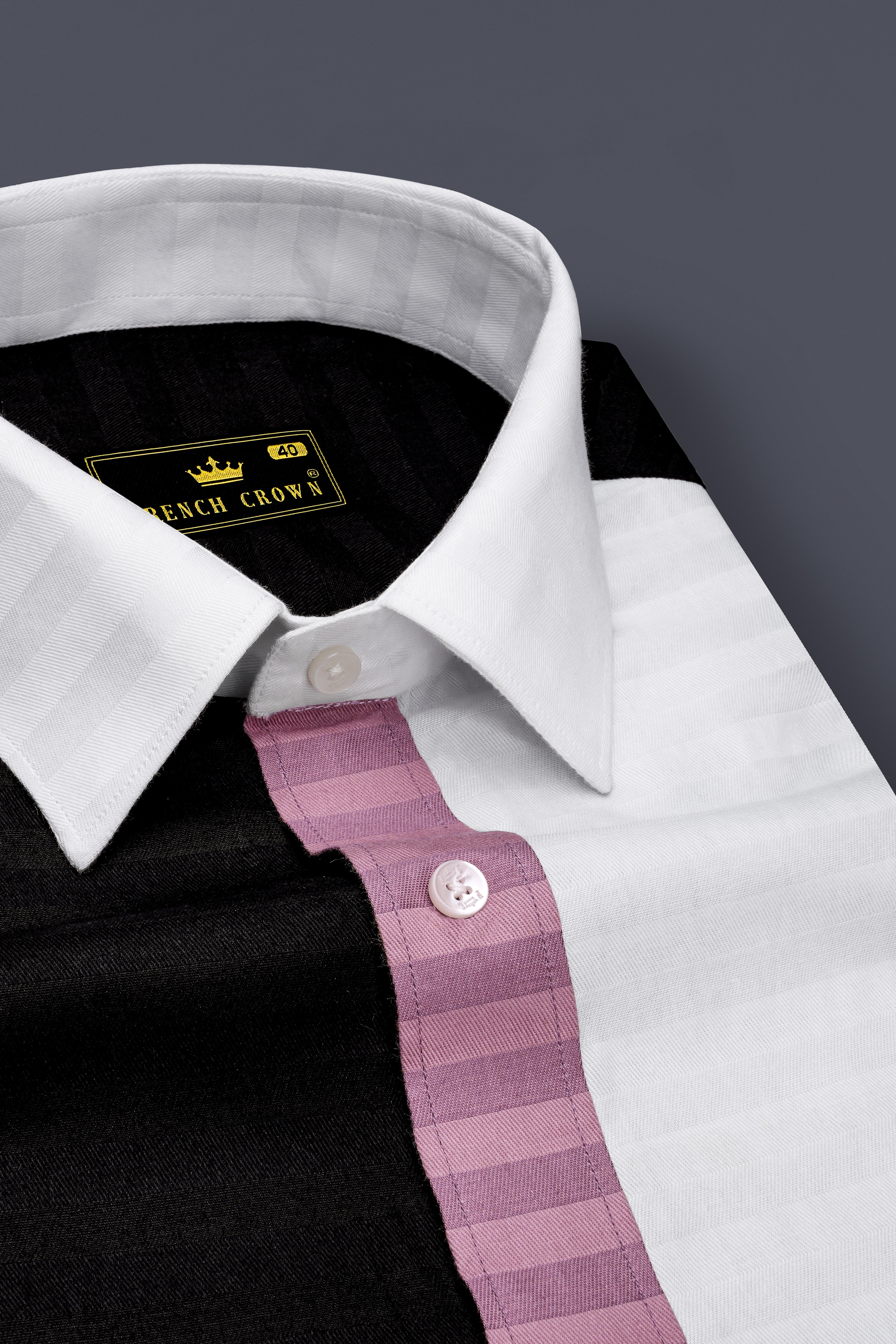 Oriental Pink Striped with Jade Black and White Super Soft Premium Cotton Designer Block Shirt