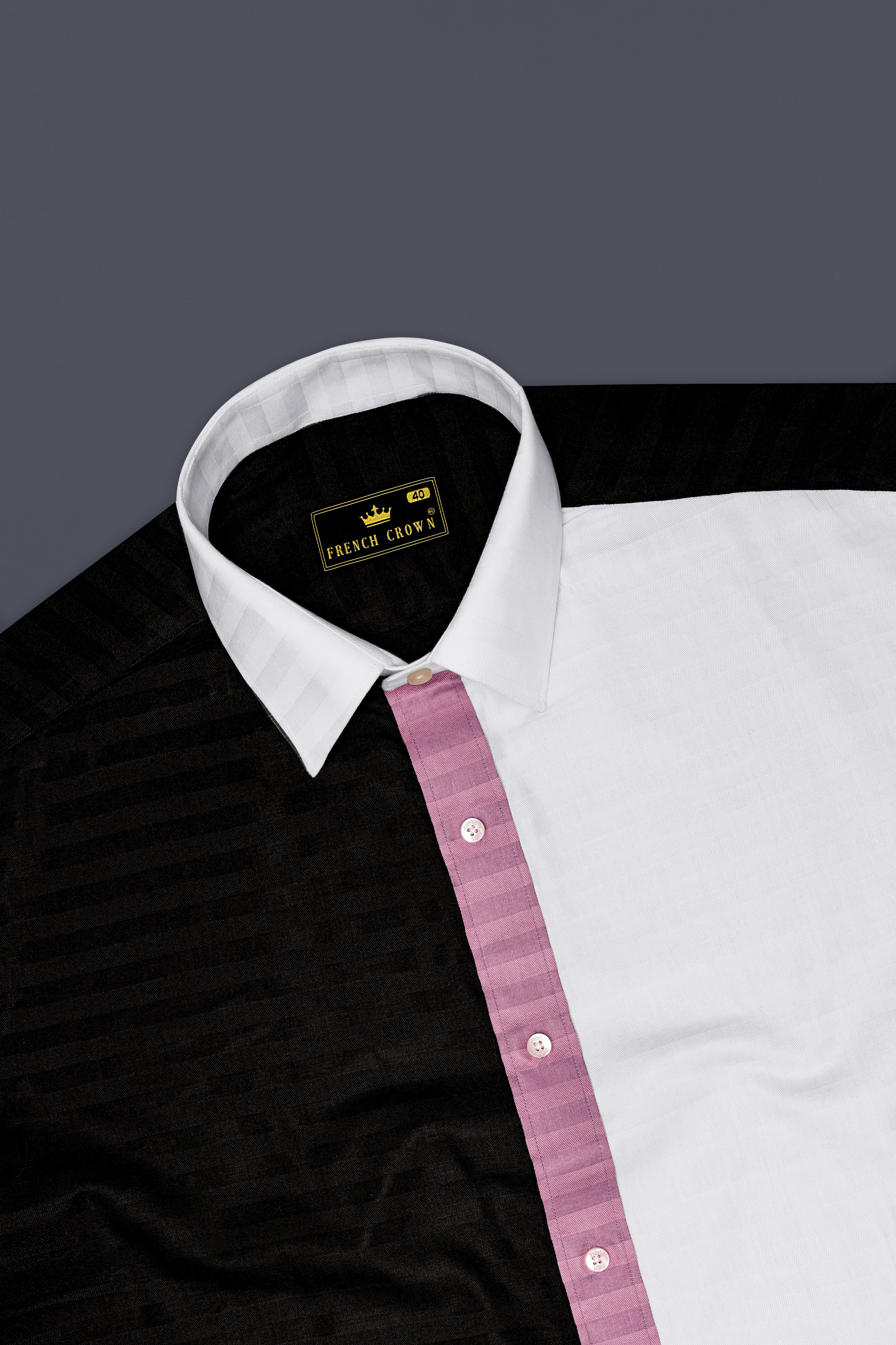 Oriental Pink Striped with Jade Black and White Super Soft Premium Cotton Designer Block Shirt