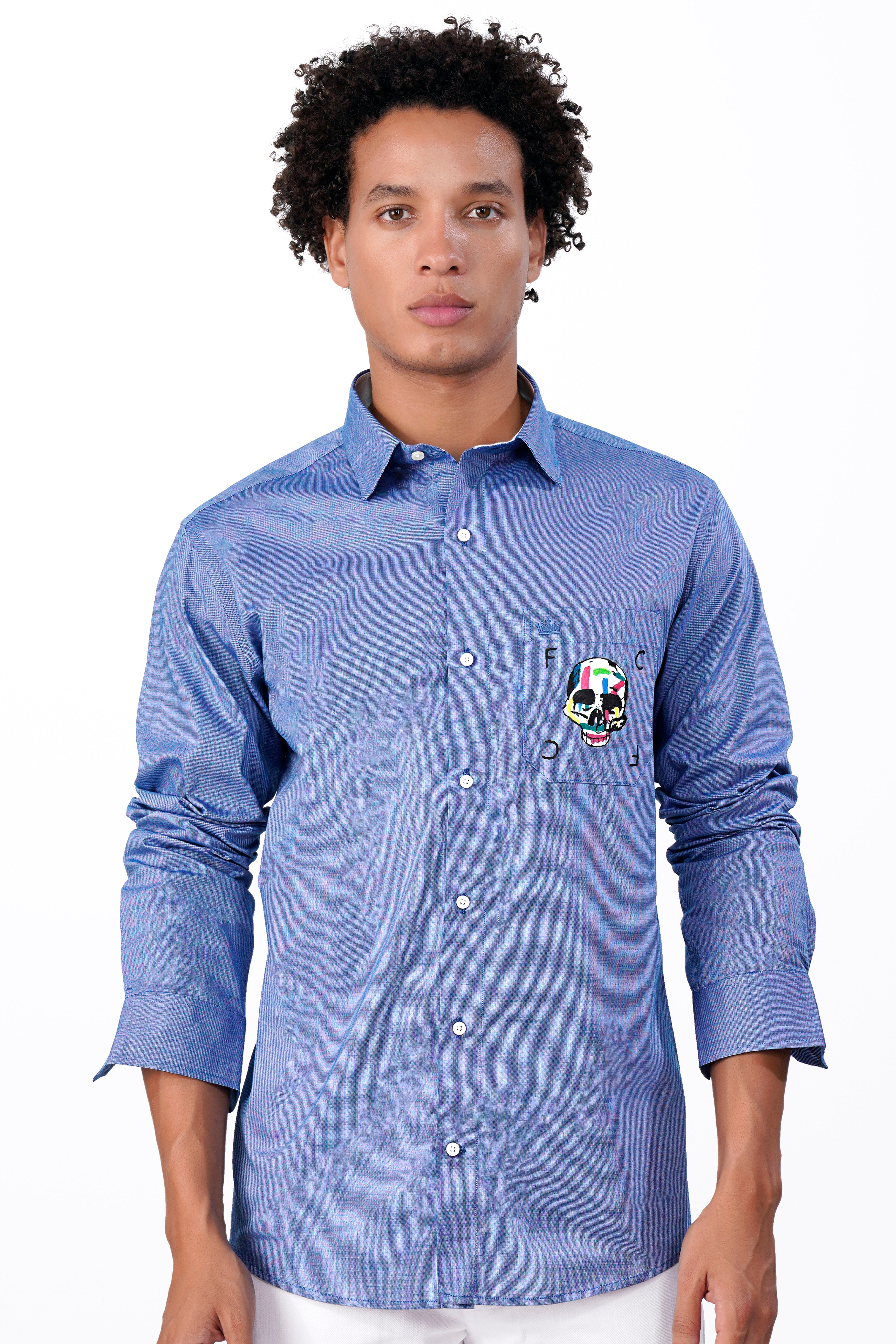 Yonder Blue Funky Hand Painted Chambray Designer Shirt 8046-CP-ART-38, 8046-CP-ART-H-38, 8046-CP-ART-39, 8046-CP-ART-H-39, 8046-CP-ART-40, 8046-CP-ART-H-40, 8046-CP-ART-42, 8046-CP-ART-H-42, 8046-CP-ART-44, 8046-CP-ART-H-44, 8046-CP-ART-46, 8046-CP-ART-H-46, 8046-CP-ART-48, 8046-CP-ART-H-48, 8046-CP-ART-50, 8046-CP-ART-H-50, 8046-CP-ART-52, 8046-CP-ART-H-52