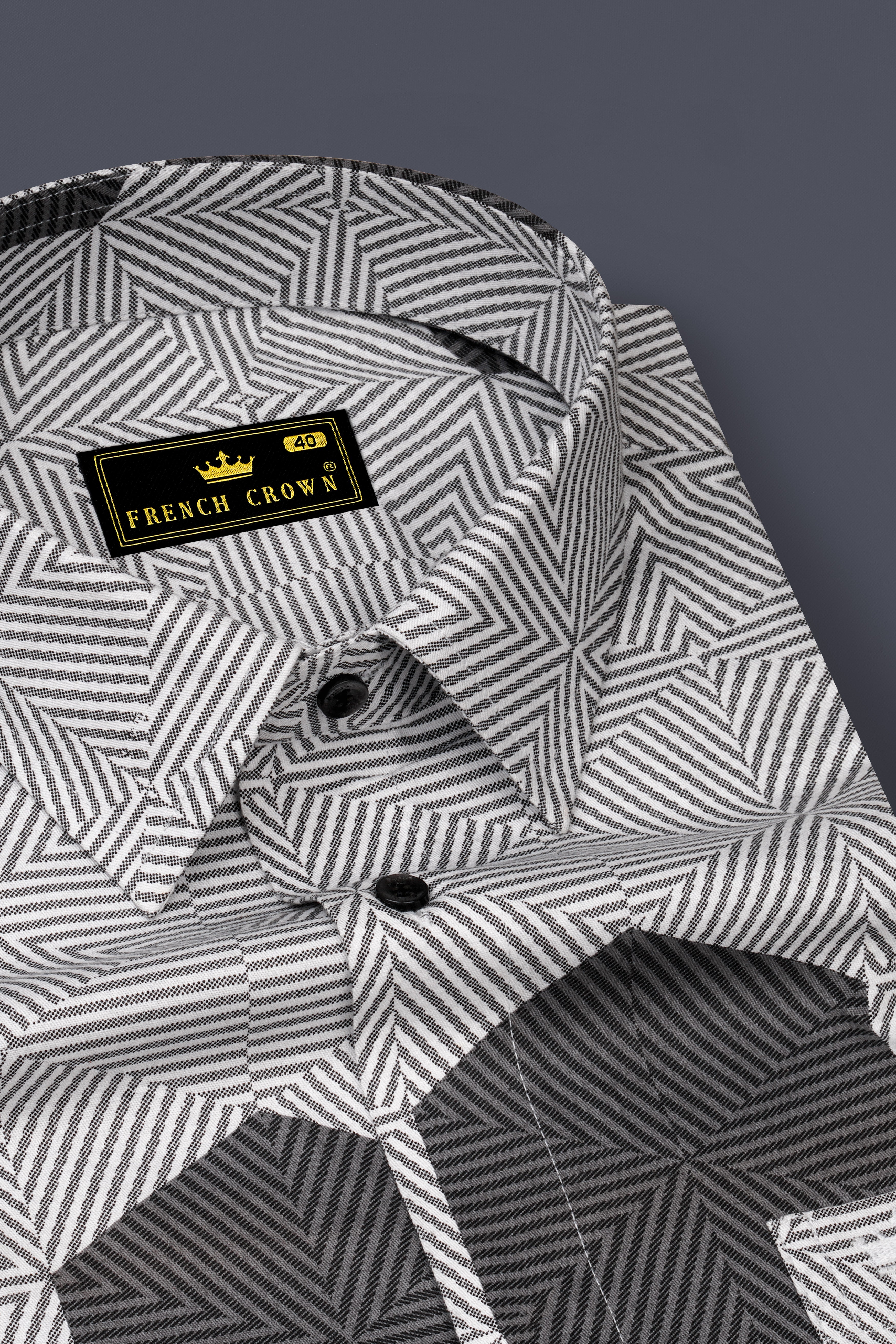 Oslo Gray and Bright White 3D Printed Super Soft Premium Cotton Shirt