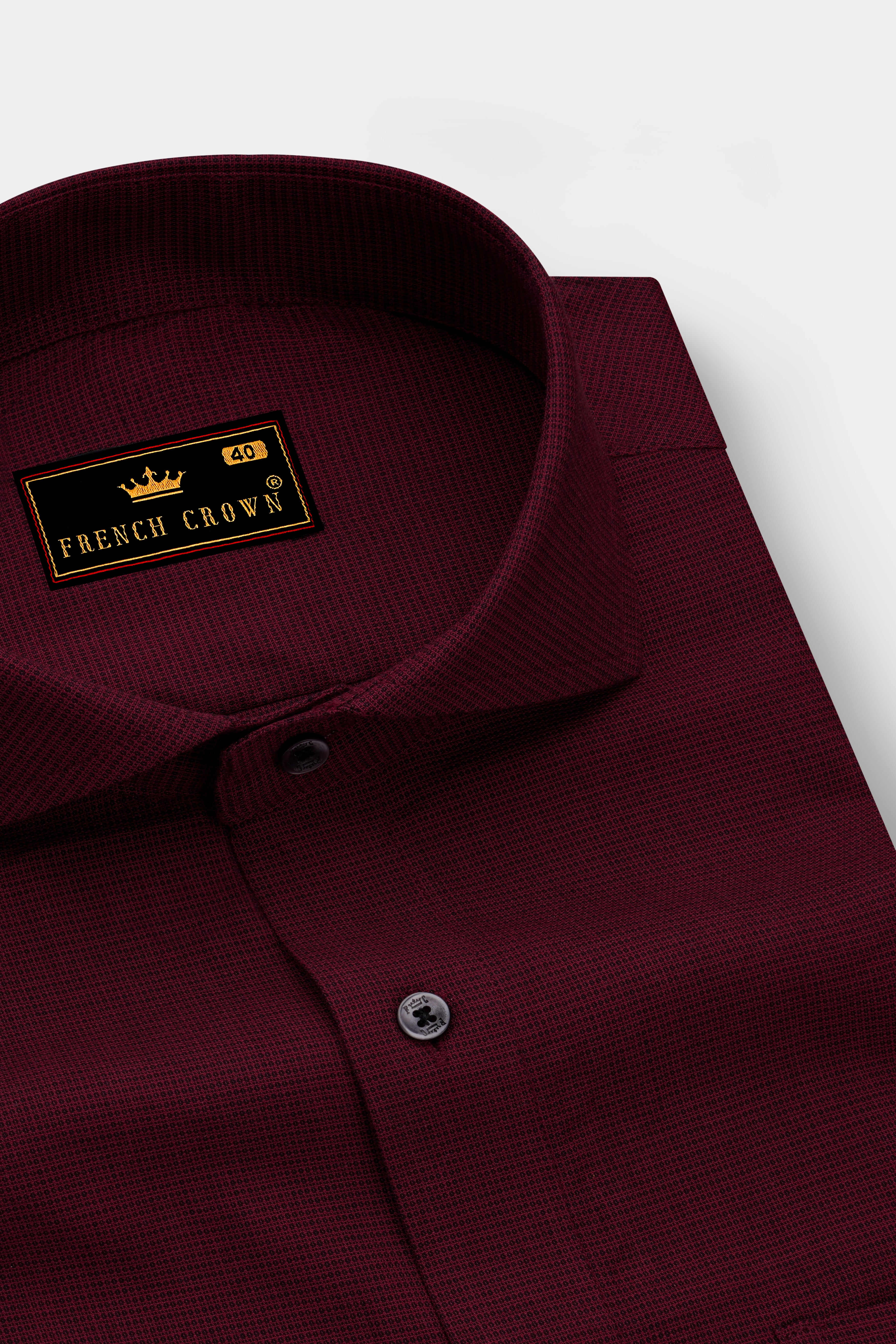 Scarlett Maroon Dobby Textured Premium Giza Cotton Shirt
