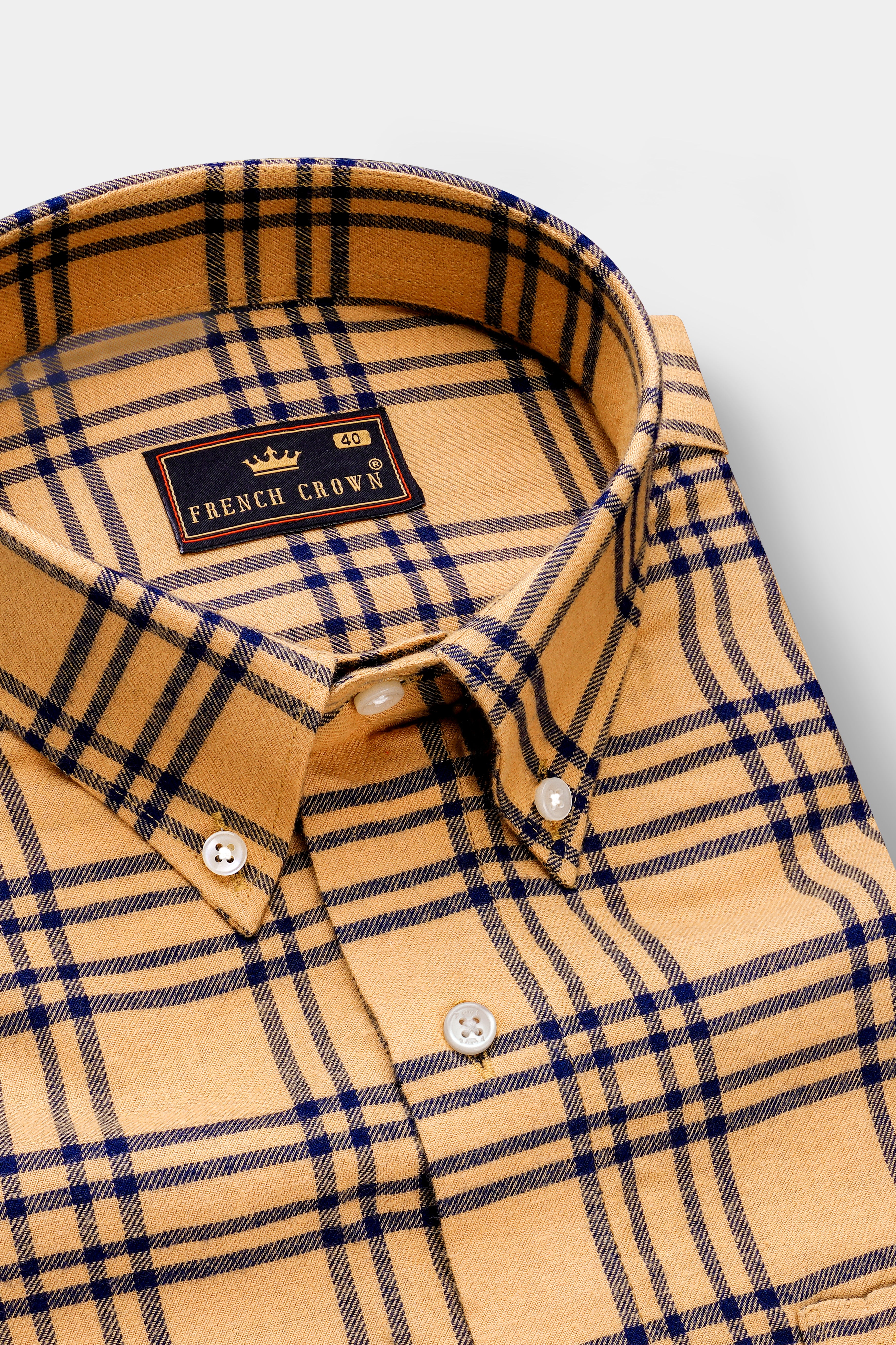 Tumbleweed Brown with Midnight Blue Twill Plaid Premium Cotton Shirt