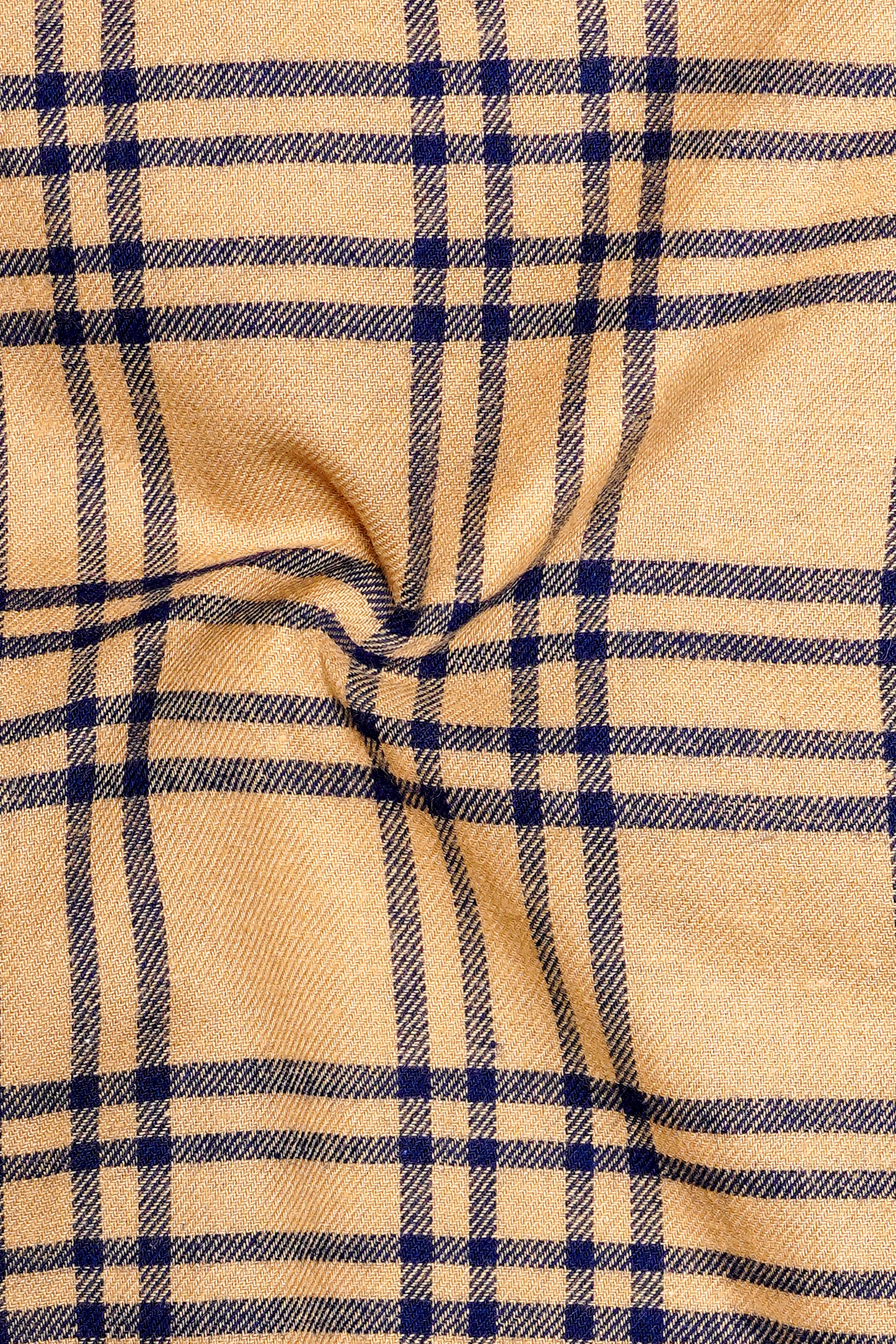Tumbleweed Brown with Midnight Blue Twill Plaid Premium Cotton Shirt