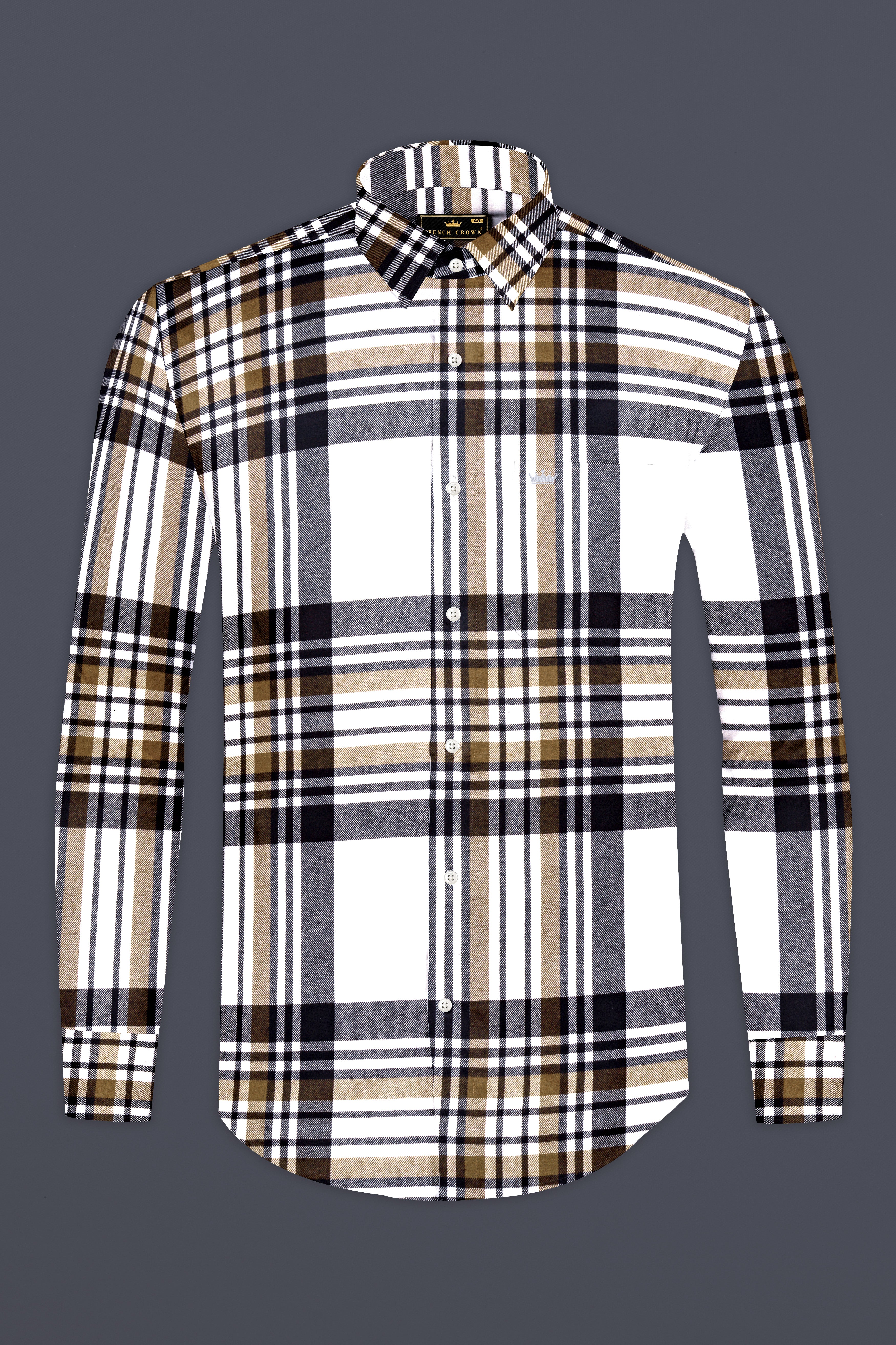 Bright White with Gunsmoke Gray Plaid Heavyweight Flannel Shirt