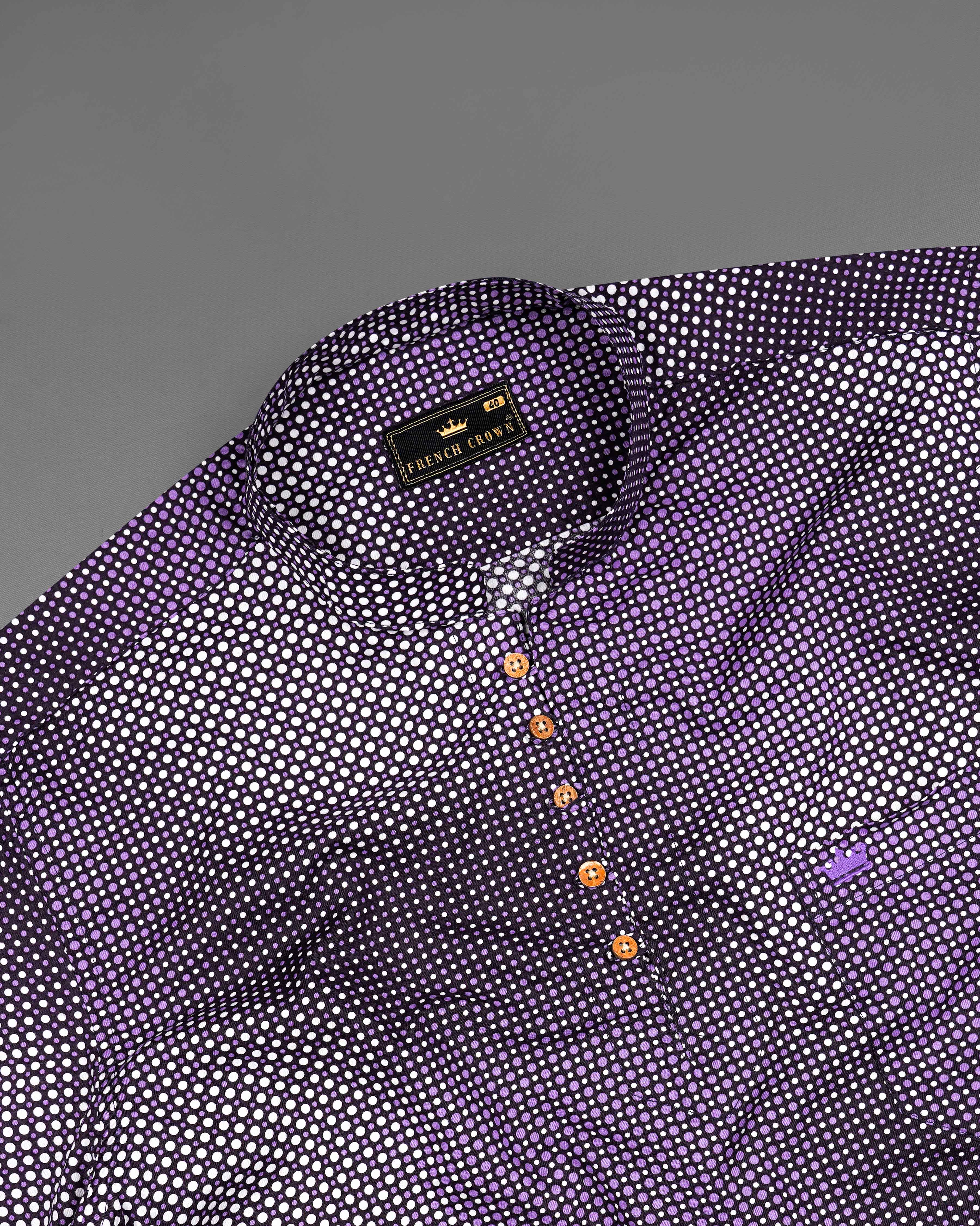 Jade Black with Wisteria Purple 3D Illusion Polka Dotted Premium Cotton Kurta Shirt