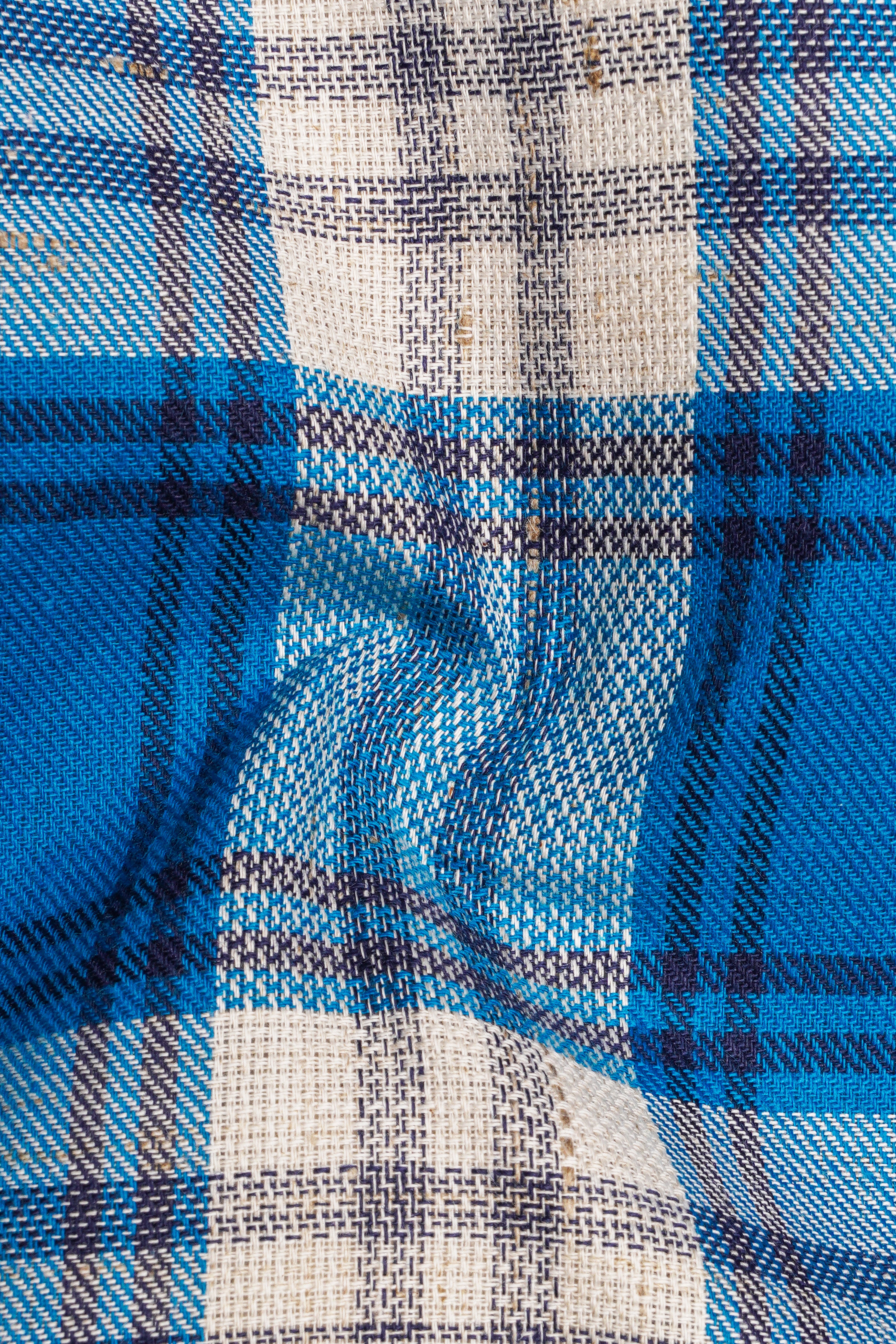 Matisse Blue with Bright White Plaid Dobby Textured Premium Giza Cotton Shirt