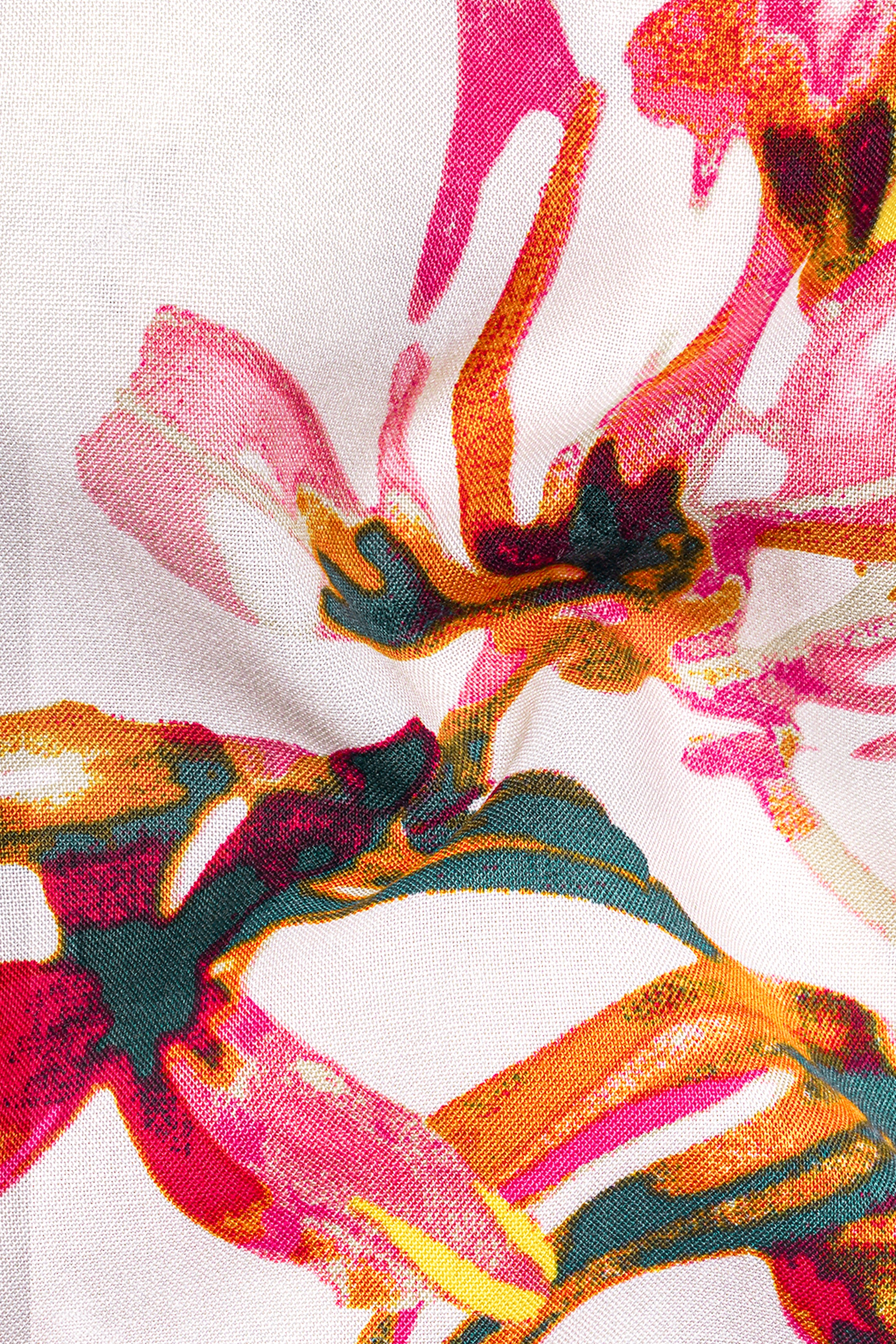 Porcelain Cream Floral Printed Premium Tencel Kurta Shirt