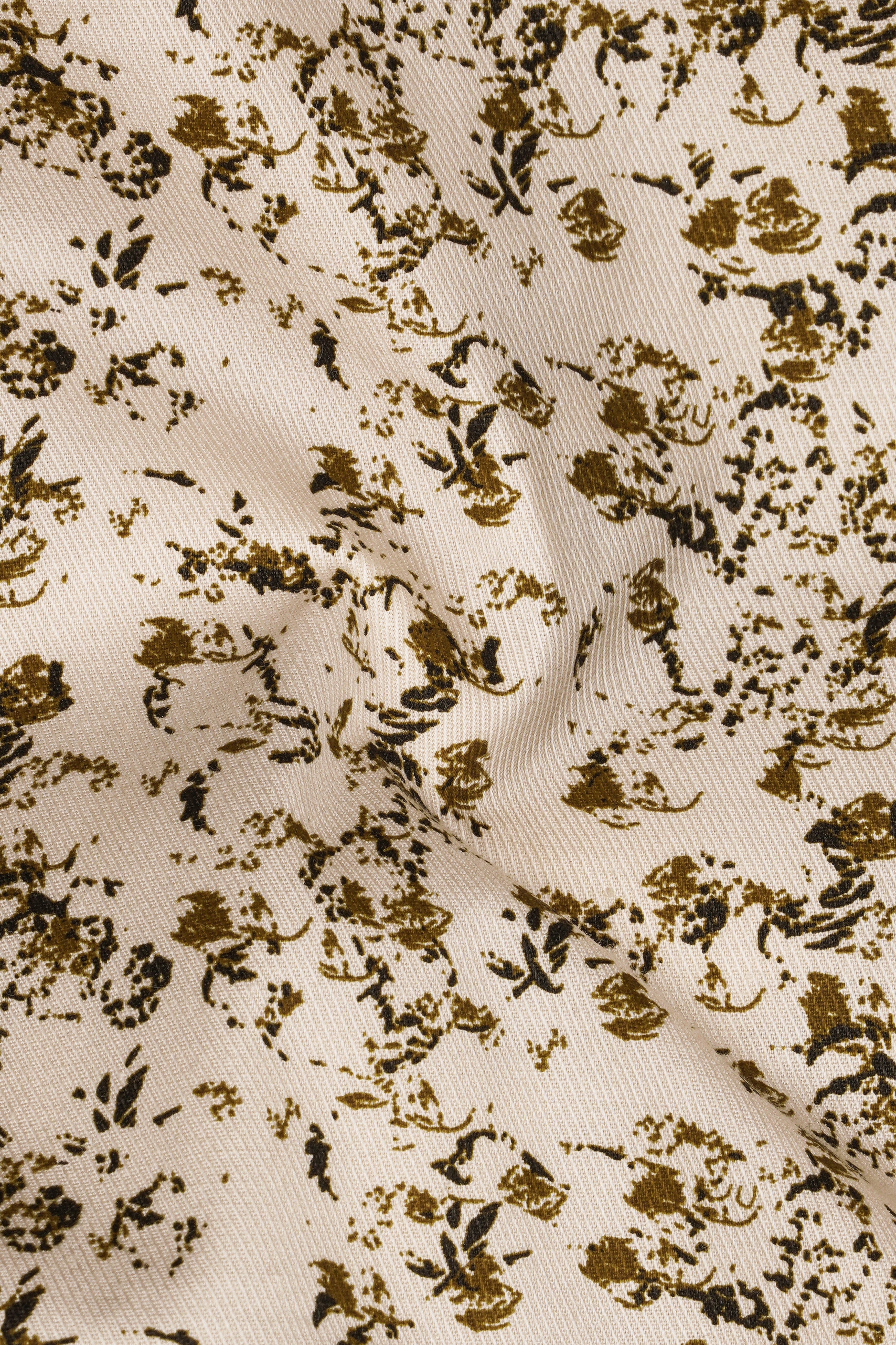Sauvignon Cream Printed with Black Patches Twill Premium Cotton Designer Shirt